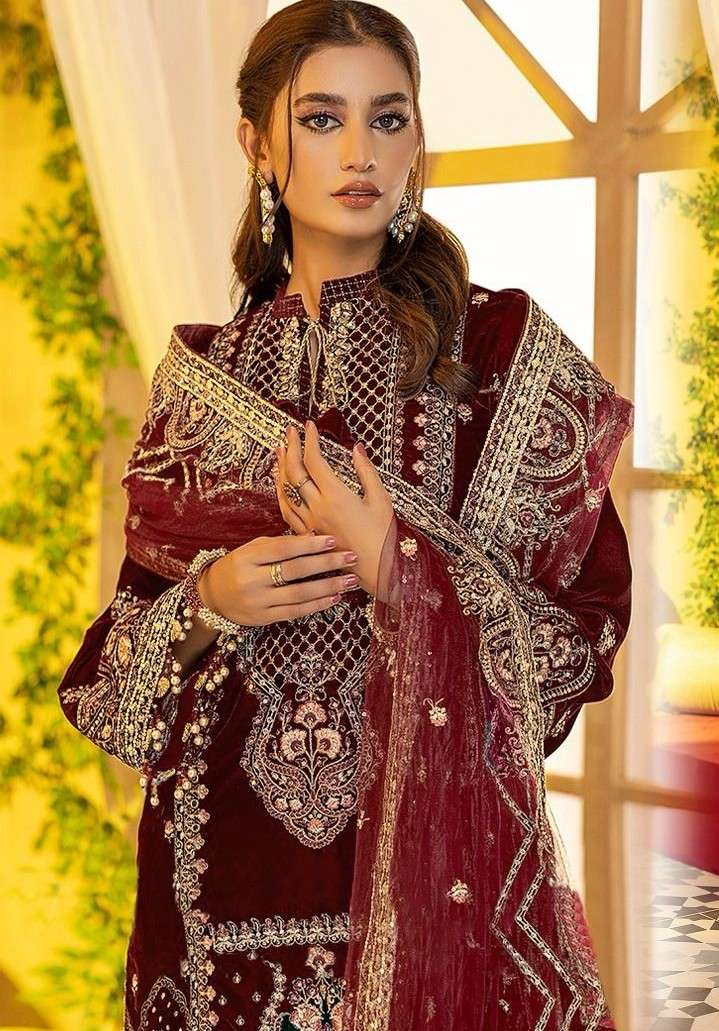 rudraksh fepic rosemeen v 17011 top brand velvet embroidered red pakistani suit rudraksh fepic rosemeen v 17011 top brand velvet embroidered red pakistani suit