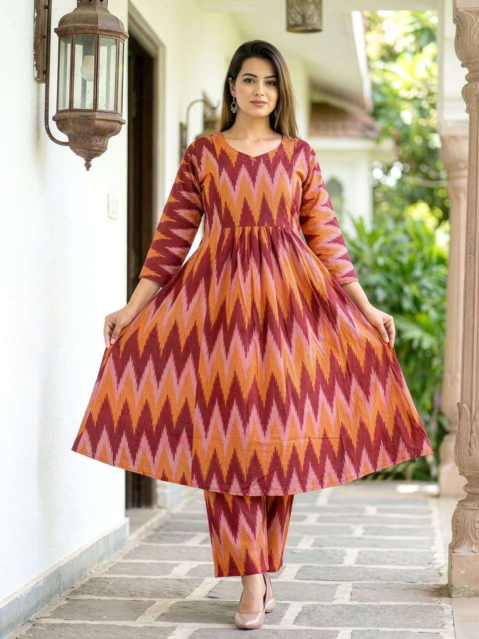 rudraksh multi color ikkar cotton kurti pant for regular base women rudraksh multi color ikkar cotton kurti pant for regular base women