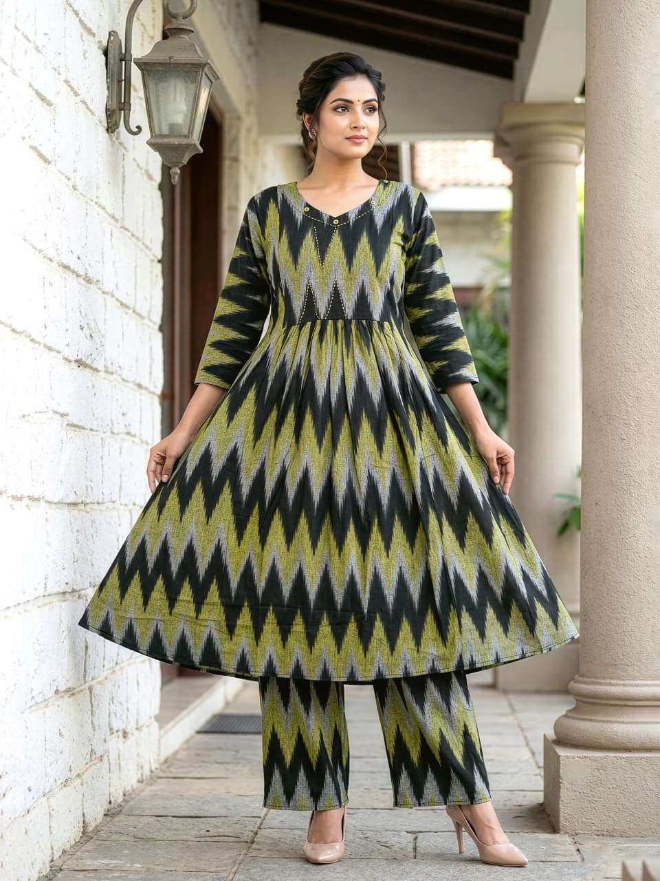 rudraksh multi color ikkar cotton kurti pant for regular base women rudraksh multi color ikkar cotton kurti pant for regular base women