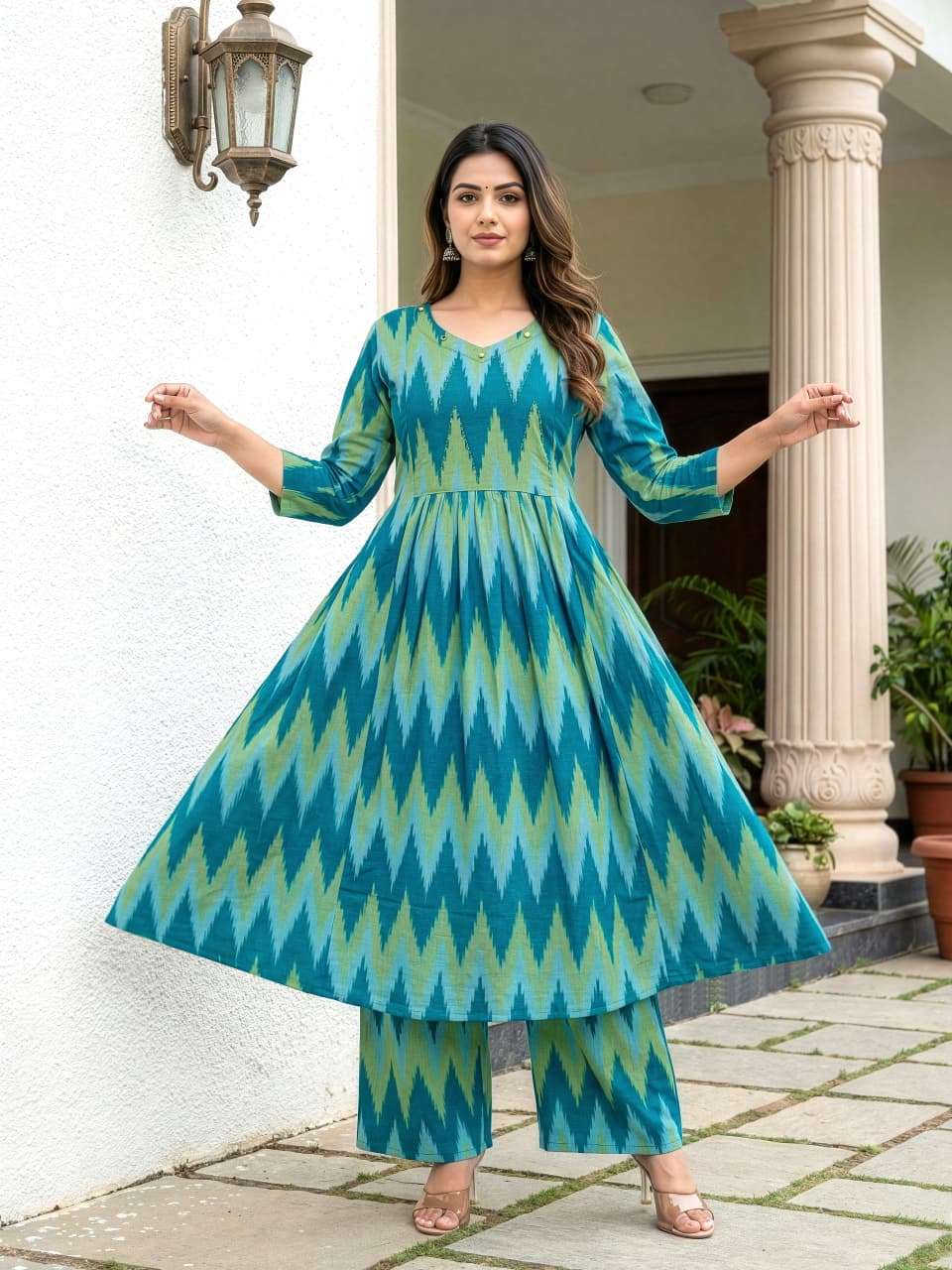 rudraksh multi color ikkar cotton kurti pant for regular base women rudraksh multi color ikkar cotton kurti pant for regular base women