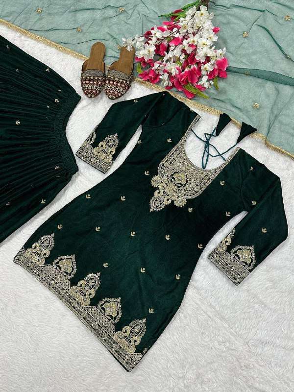 rudraksh indian velvet designer stitched green sharara suit rudraksh indian velvet designer stitched green sharara suit