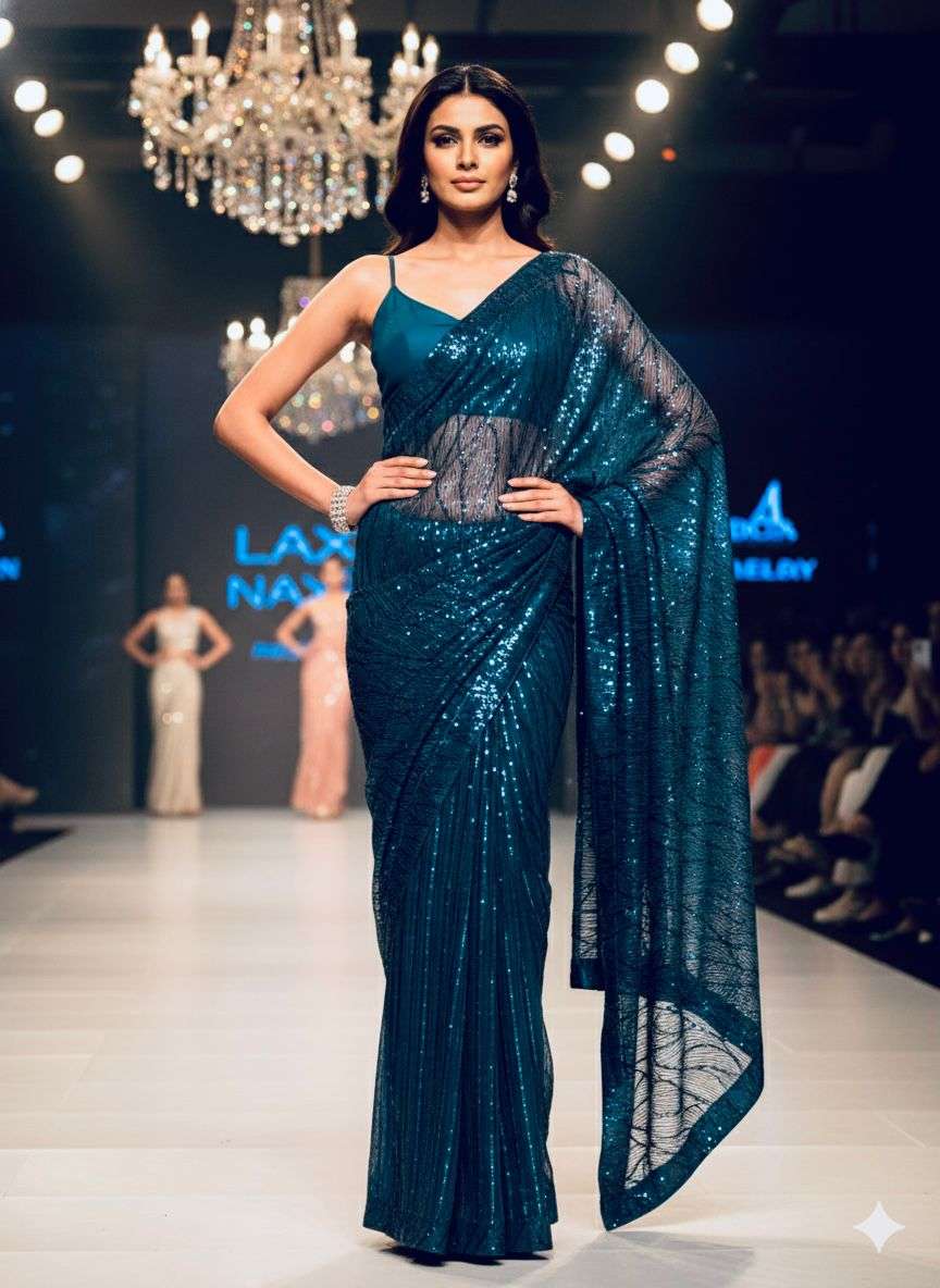 rudraksh imported fabric beautiful half half with full heavy sequins work party wear saree rudraksh imported fabric beautiful half half with full heavy sequins work party wear saree