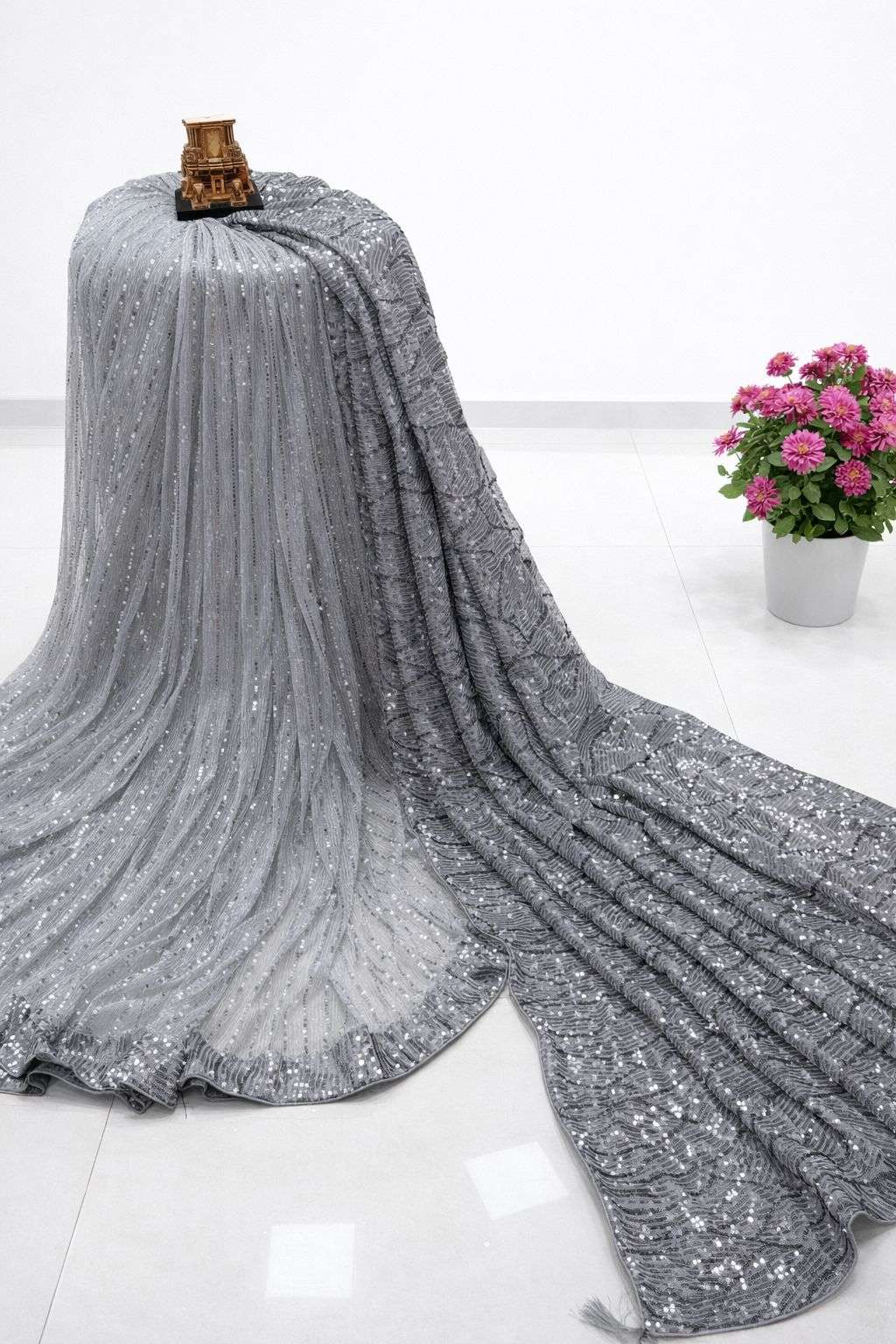 rudraksh imported fabric beautiful half half with full heavy sequins work party wear saree rudraksh imported fabric beautiful half half with full heavy sequins work party wear saree