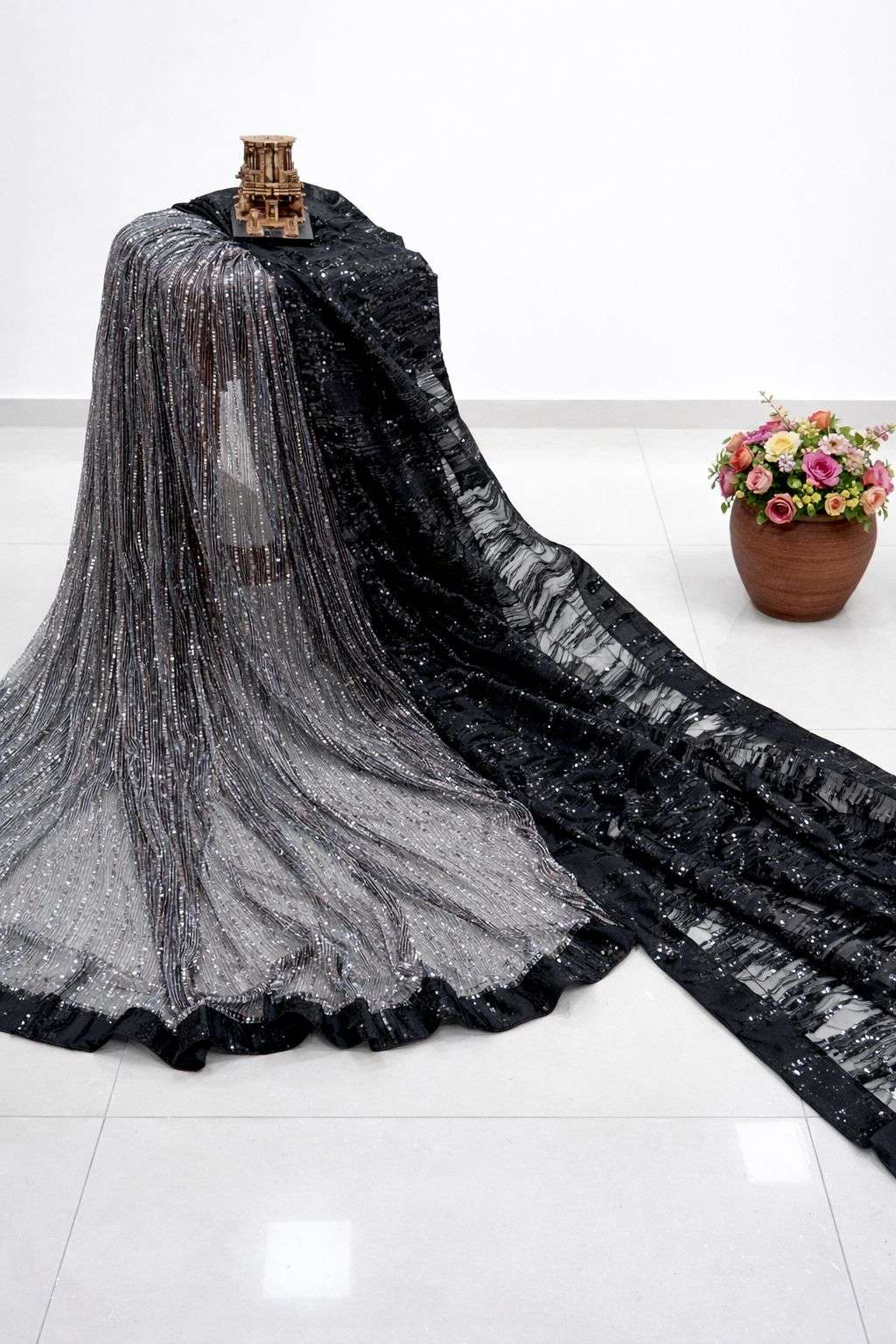 rudraksh imported fabric beautiful half half with full heavy sequins work party wear saree rudraksh imported fabric beautiful half half with full heavy sequins work party wear saree