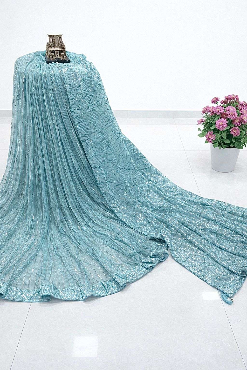 rudraksh imported fabric beautiful half half with full heavy sequins work party wear saree rudraksh imported fabric beautiful half half with full heavy sequins work party wear saree