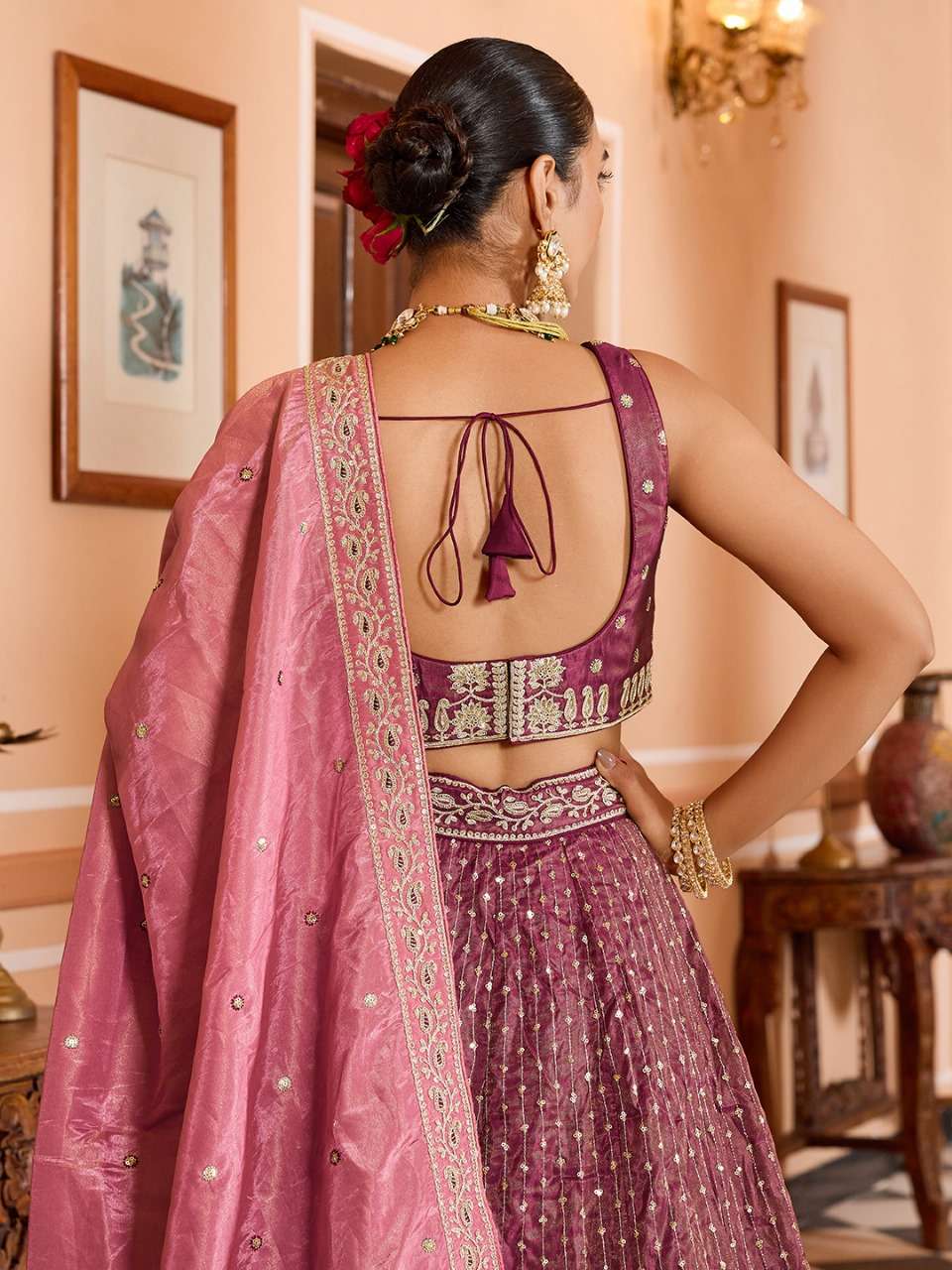 rudraksh step into royal elegance with this stunning tissue silk fabric sequins embroidered lehenga rudraksh step into royal elegance with this stunning tissue silk fabric sequins embroidered lehenga