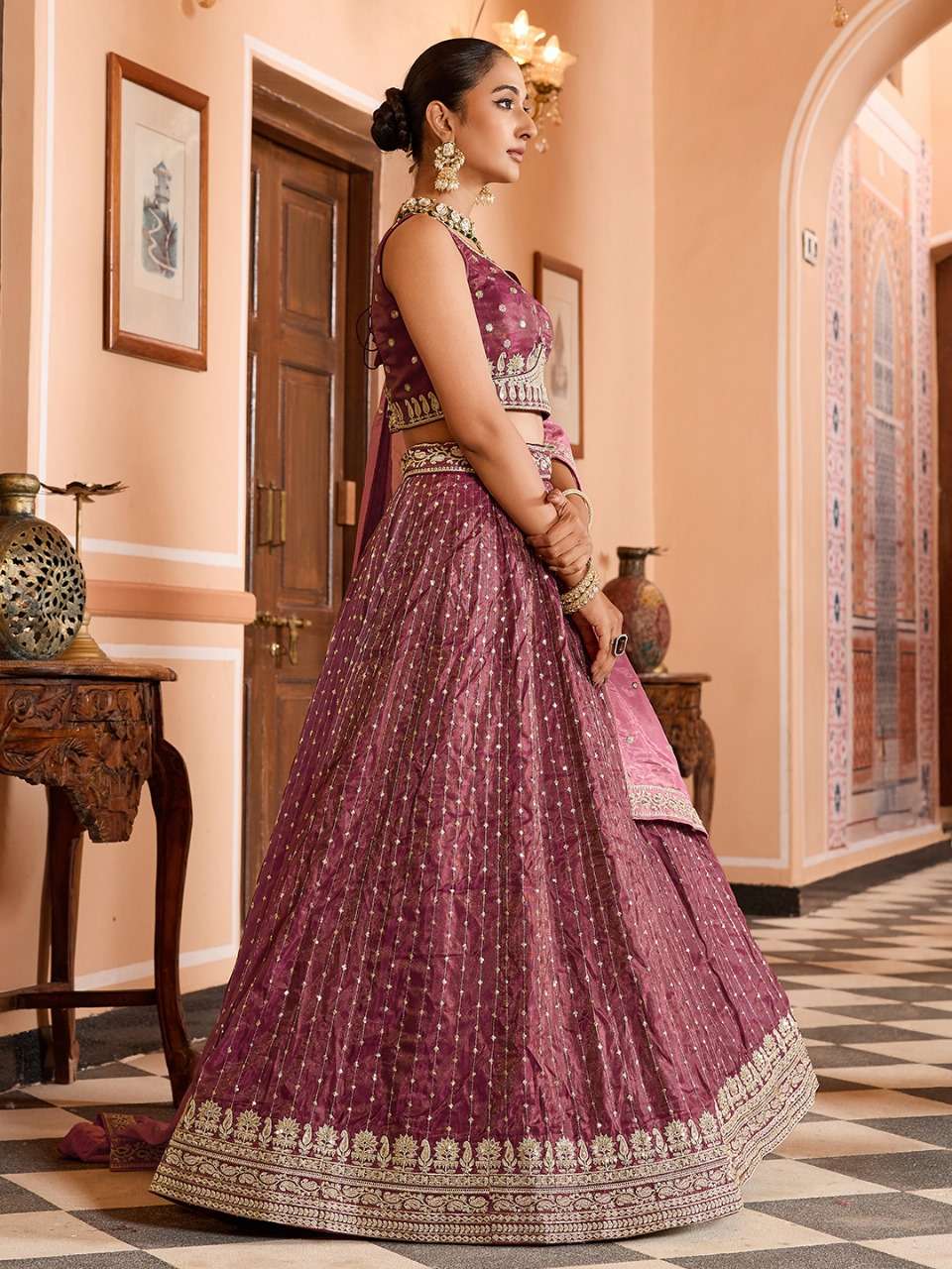 rudraksh step into royal elegance with this stunning tissue silk fabric sequins embroidered lehenga rudraksh step into royal elegance with this stunning tissue silk fabric sequins embroidered lehenga