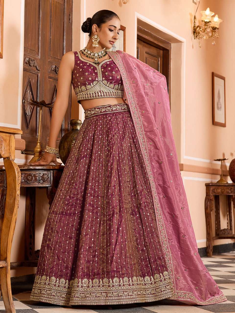 rudraksh step into royal elegance with this stunning tissue silk fabric sequins embroidered lehenga rudraksh step into royal elegance with this stunning tissue silk fabric sequins embroidered lehenga