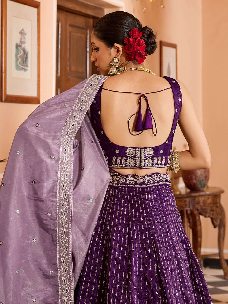 rudraksh step into royal elegance with this stunning tissue silk fabric sequins embroidered lehenga rudraksh step into royal elegance with this stunning tissue silk fabric sequins embroidered lehenga