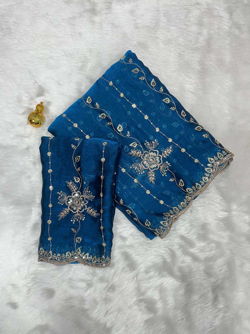 rudraksh fancy chiffon fabric work all over regular wear saree rudraksh fancy chiffon fabric work all over regular wear saree