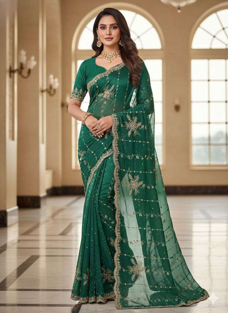 rudraksh fancy chiffon fabric work all over regular wear saree rudraksh fancy chiffon fabric work all over regular wear saree