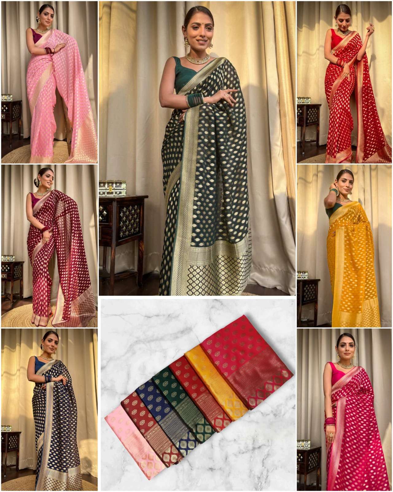 rudraksh banarasi soft lichi silk cloth with beautiful rich pallu & jacquard work saree rudraksh banarasi soft lichi silk cloth with beautiful rich pallu & jacquard work saree