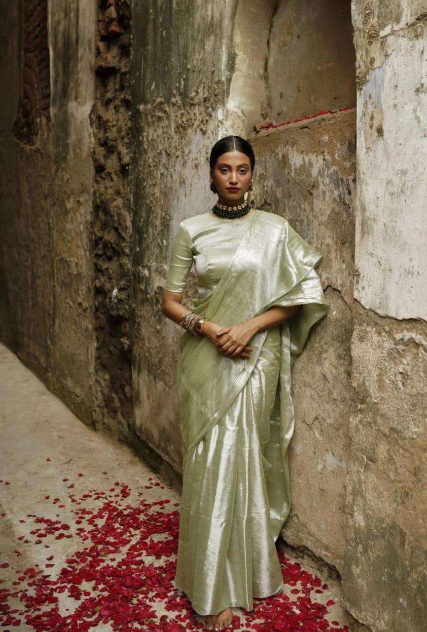 rudraksh new launch pure raga tissue for party wear for every season tissue silk fabric saree rudraksh new launch pure raga tissue for party wear for every season tissue silk fabric saree