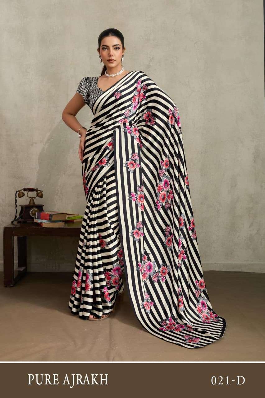 rudraksh presenting new ajrakh design modal satin fabric party wear saree rudraksh presenting new ajrakh design modal satin fabric party wear saree