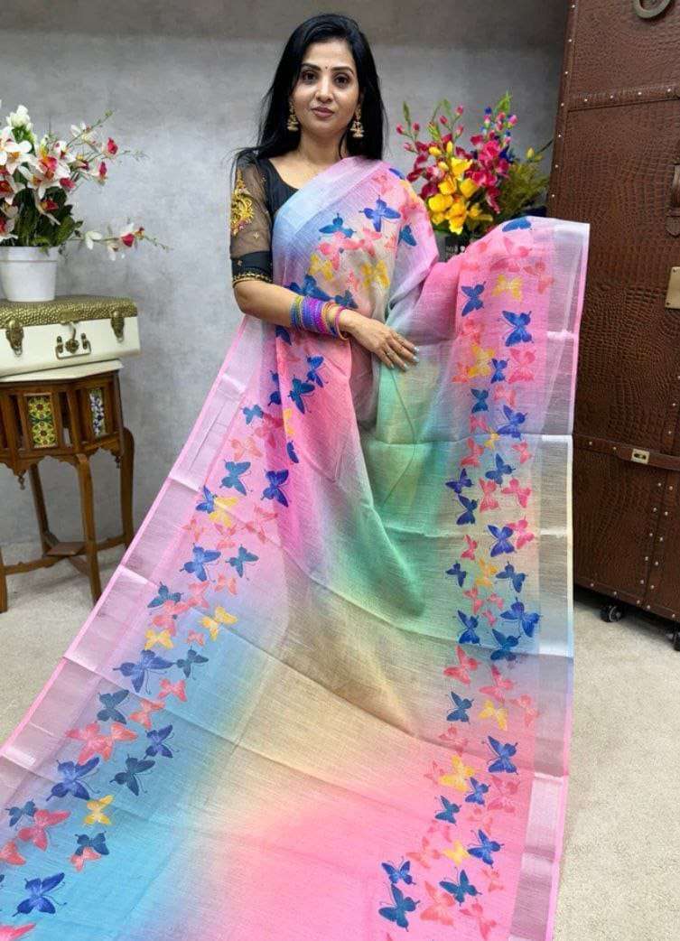 rudraksh new super hit design launch linen fabric regular wear saree rudraksh new super hit design launch linen fabric regular wear saree