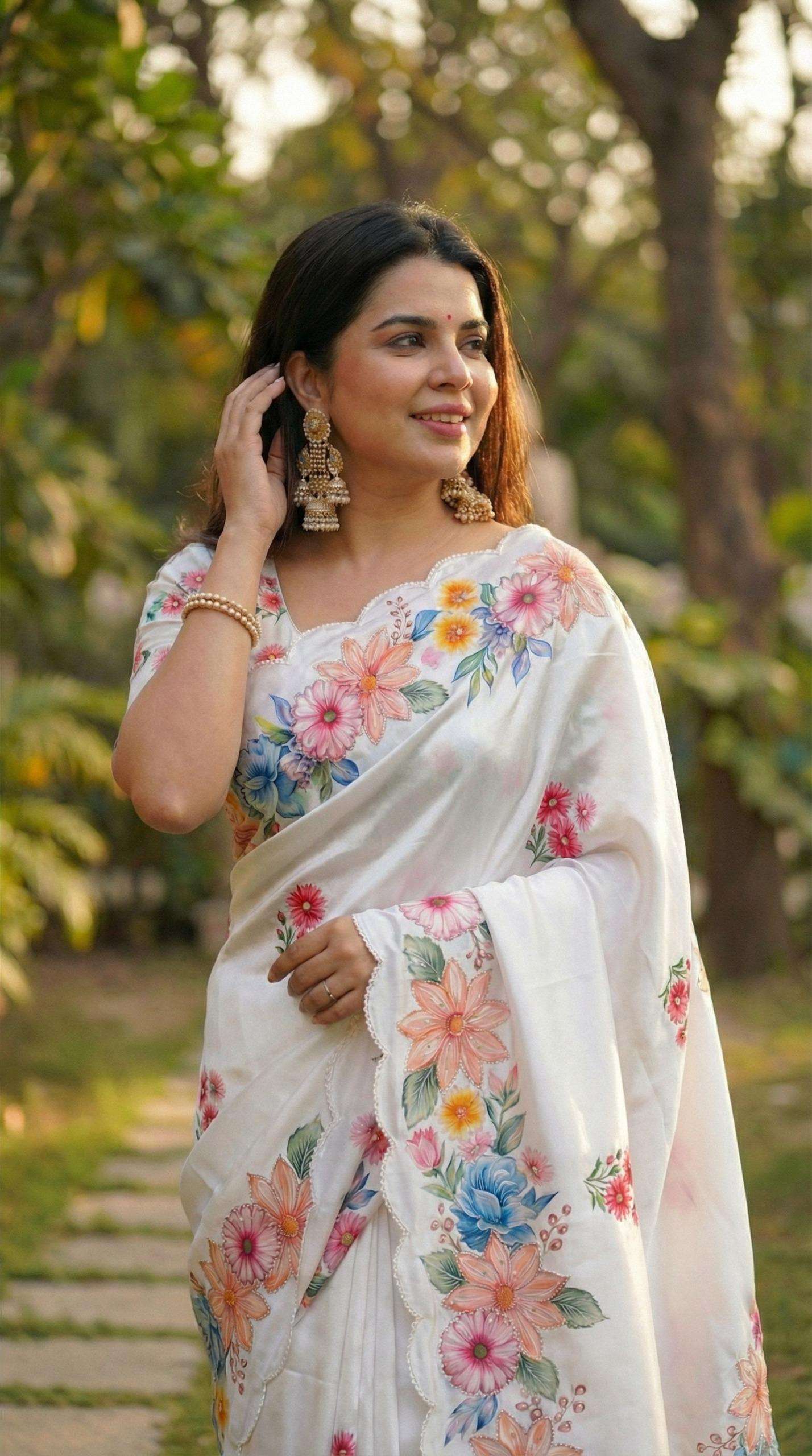 rudraksh soft and adron chinnon fabric sophisticated regular wear saree rudraksh soft and adron chinnon fabric sophisticated regular wear saree