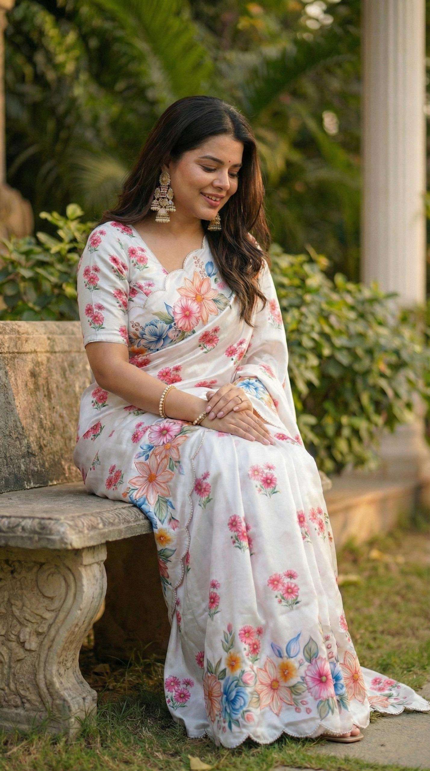 rudraksh soft and adron chinnon fabric sophisticated regular wear saree rudraksh soft and adron chinnon fabric sophisticated regular wear saree