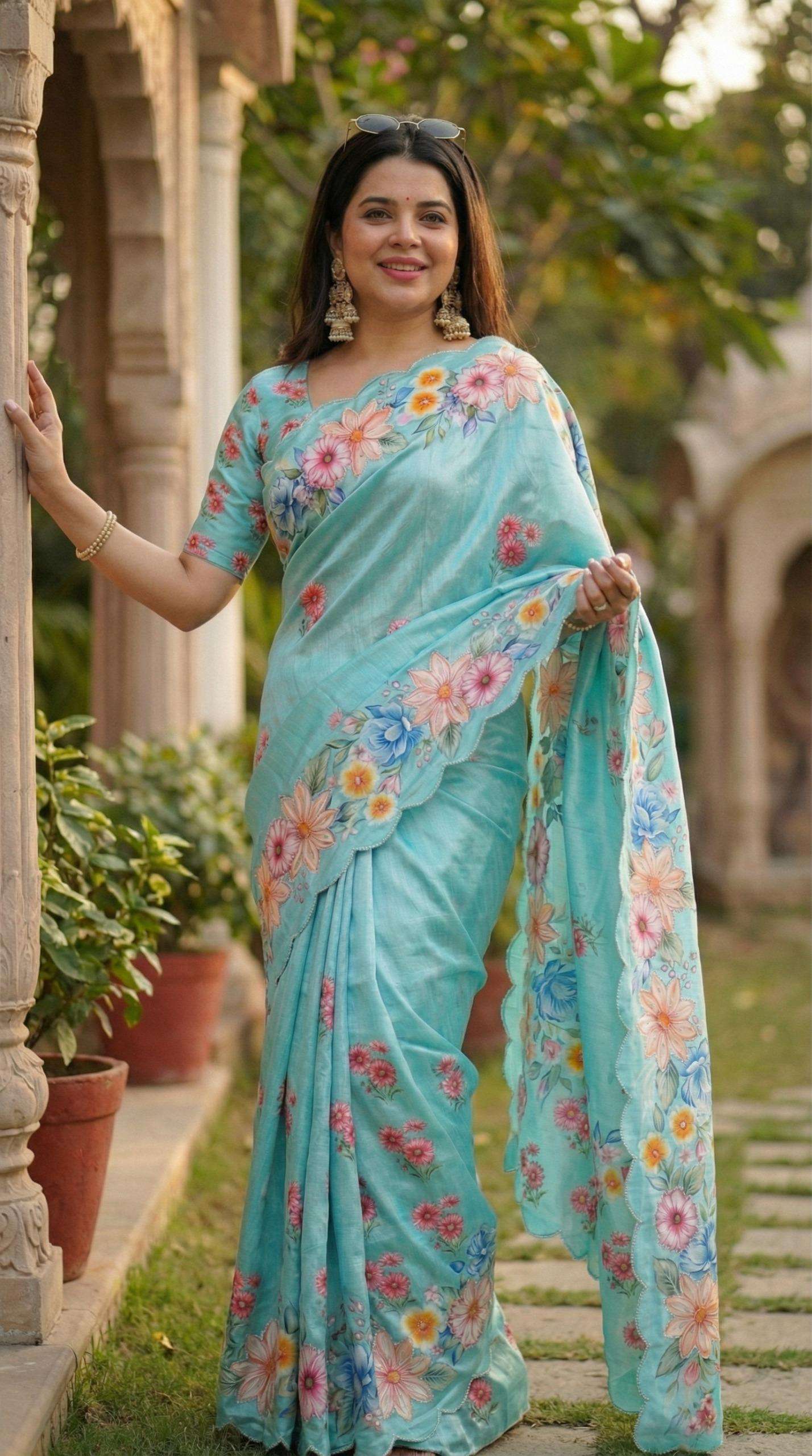rudraksh soft and adron chinnon fabric sophisticated regular wear saree rudraksh soft and adron chinnon fabric sophisticated regular wear saree