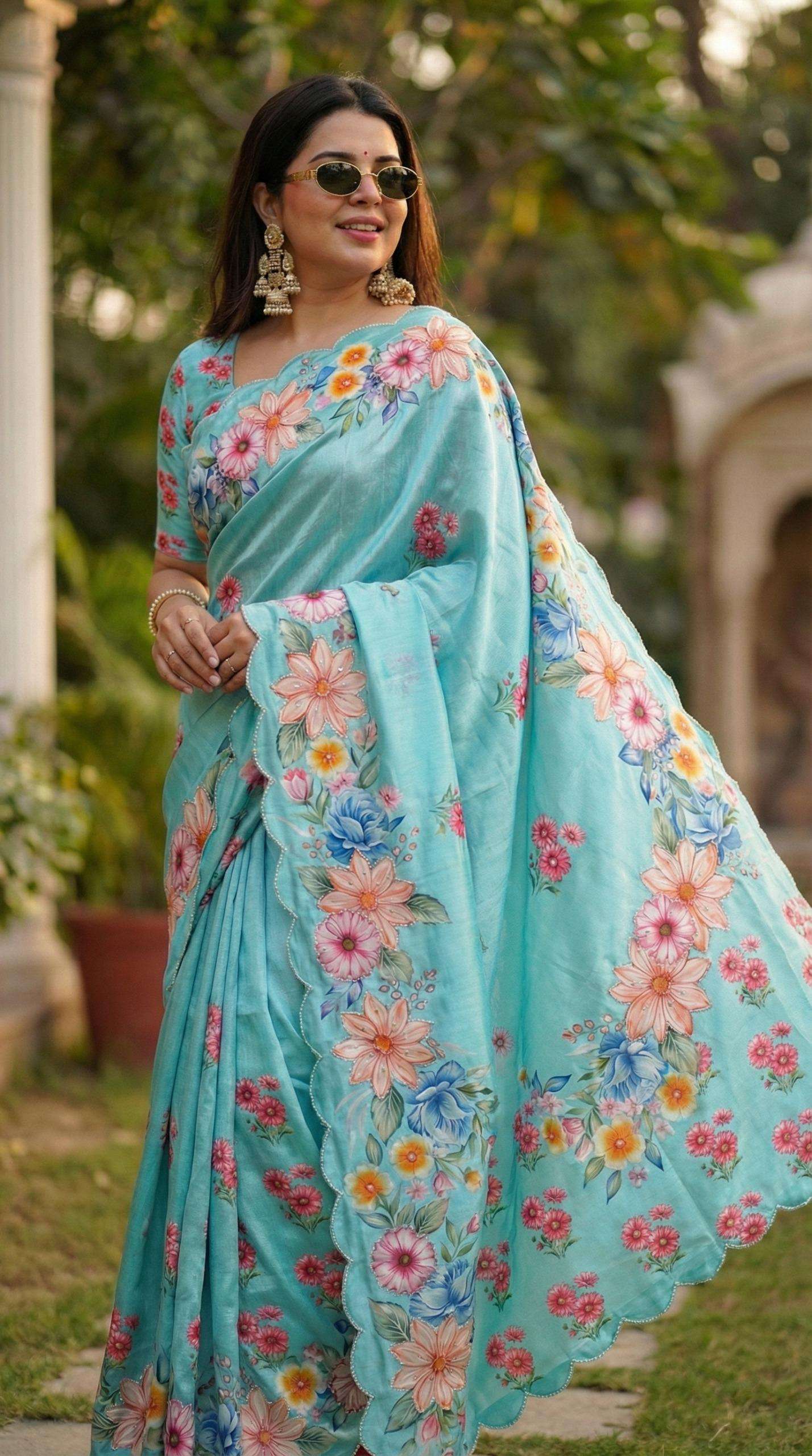 rudraksh soft and adron chinnon fabric sophisticated regular wear saree rudraksh soft and adron chinnon fabric sophisticated regular wear saree