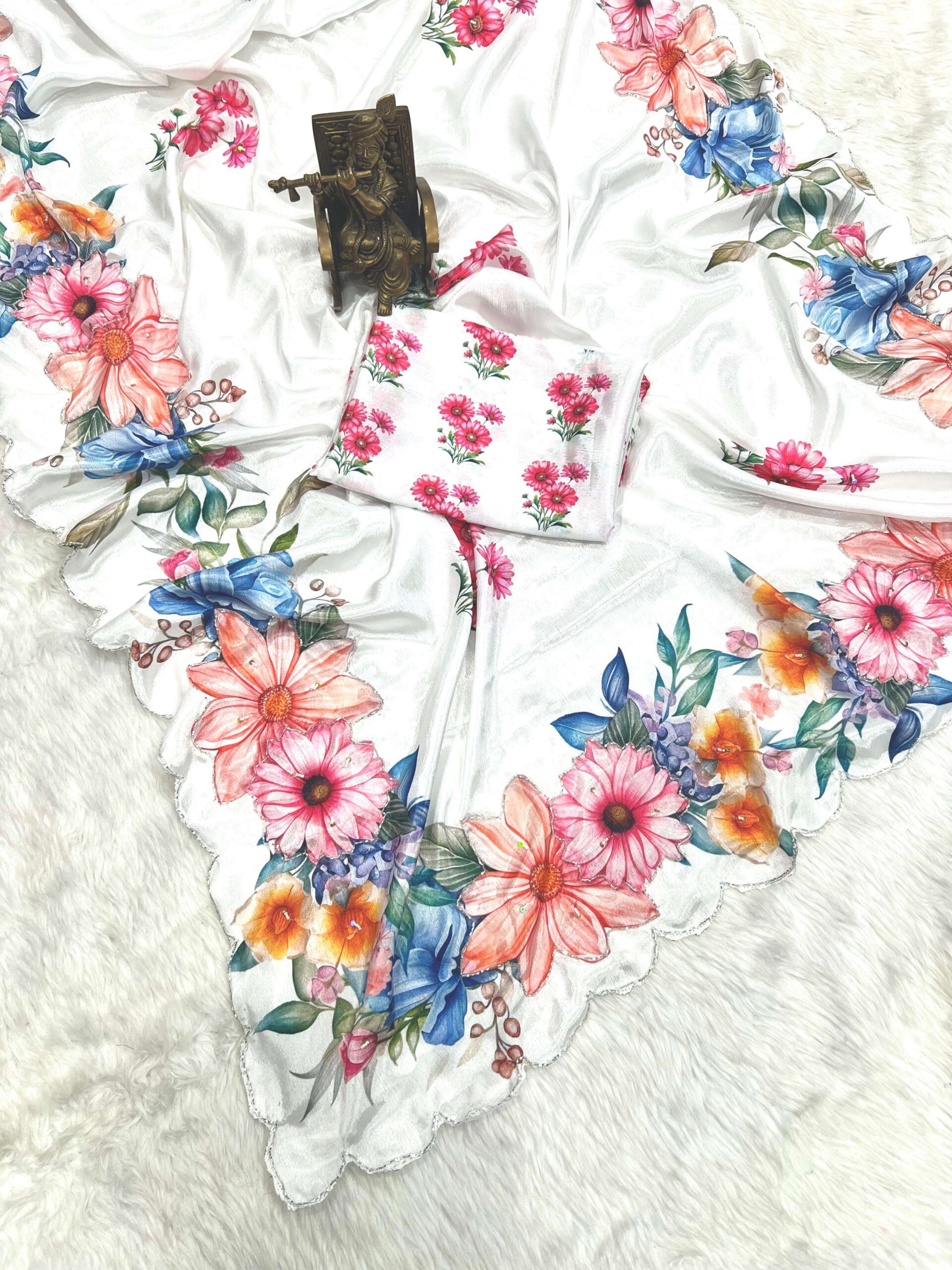 rudraksh soft and adron chinnon fabric sophisticated regular wear saree rudraksh soft and adron chinnon fabric sophisticated regular wear saree