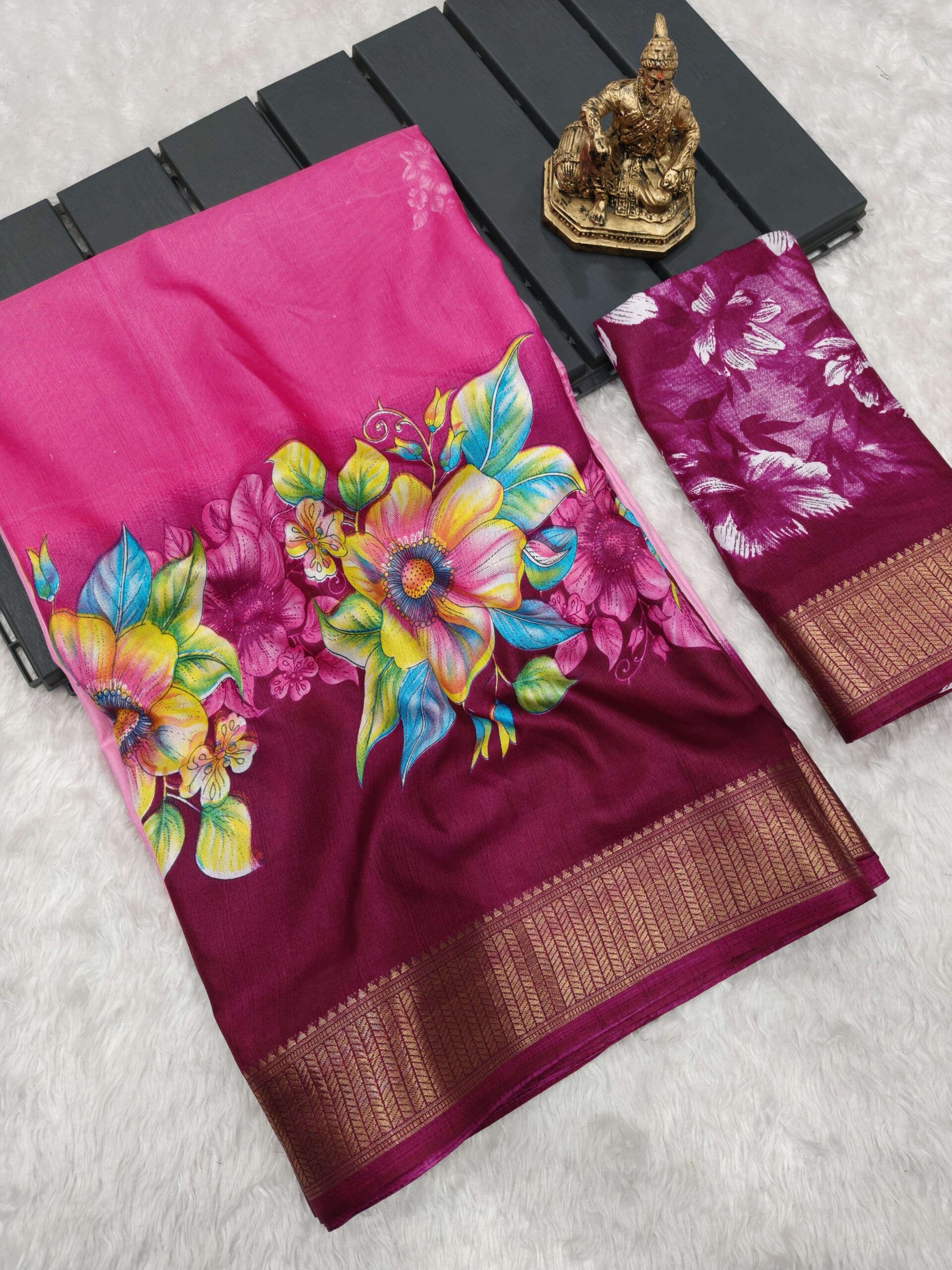 rudraksh soft dola silk fabric with floral digital print saree regular wear rudraksh soft dola silk fabric with floral digital print saree regular wear