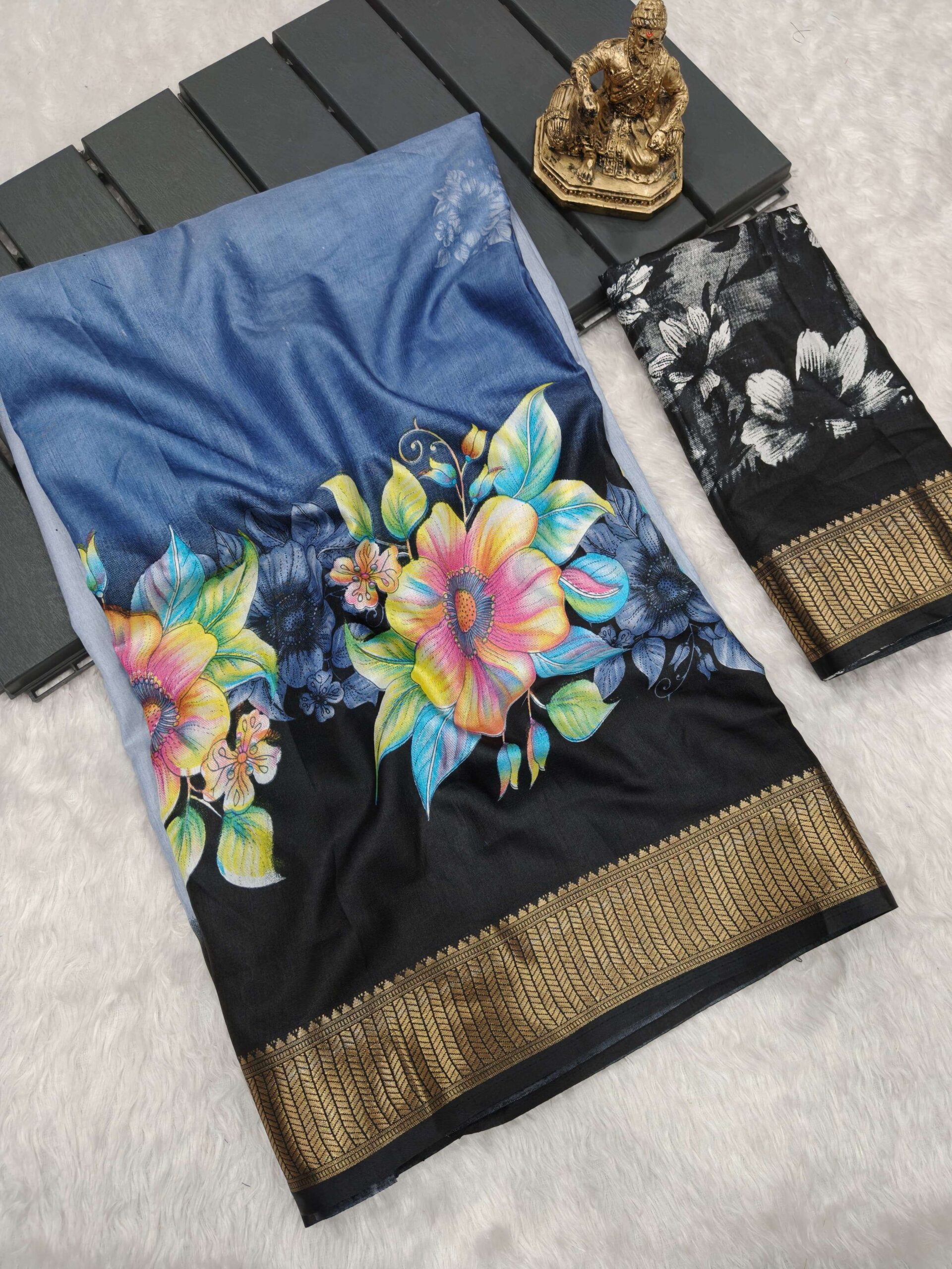 rudraksh soft dola silk fabric with floral digital print saree regular wear rudraksh soft dola silk fabric with floral digital print saree regular wear