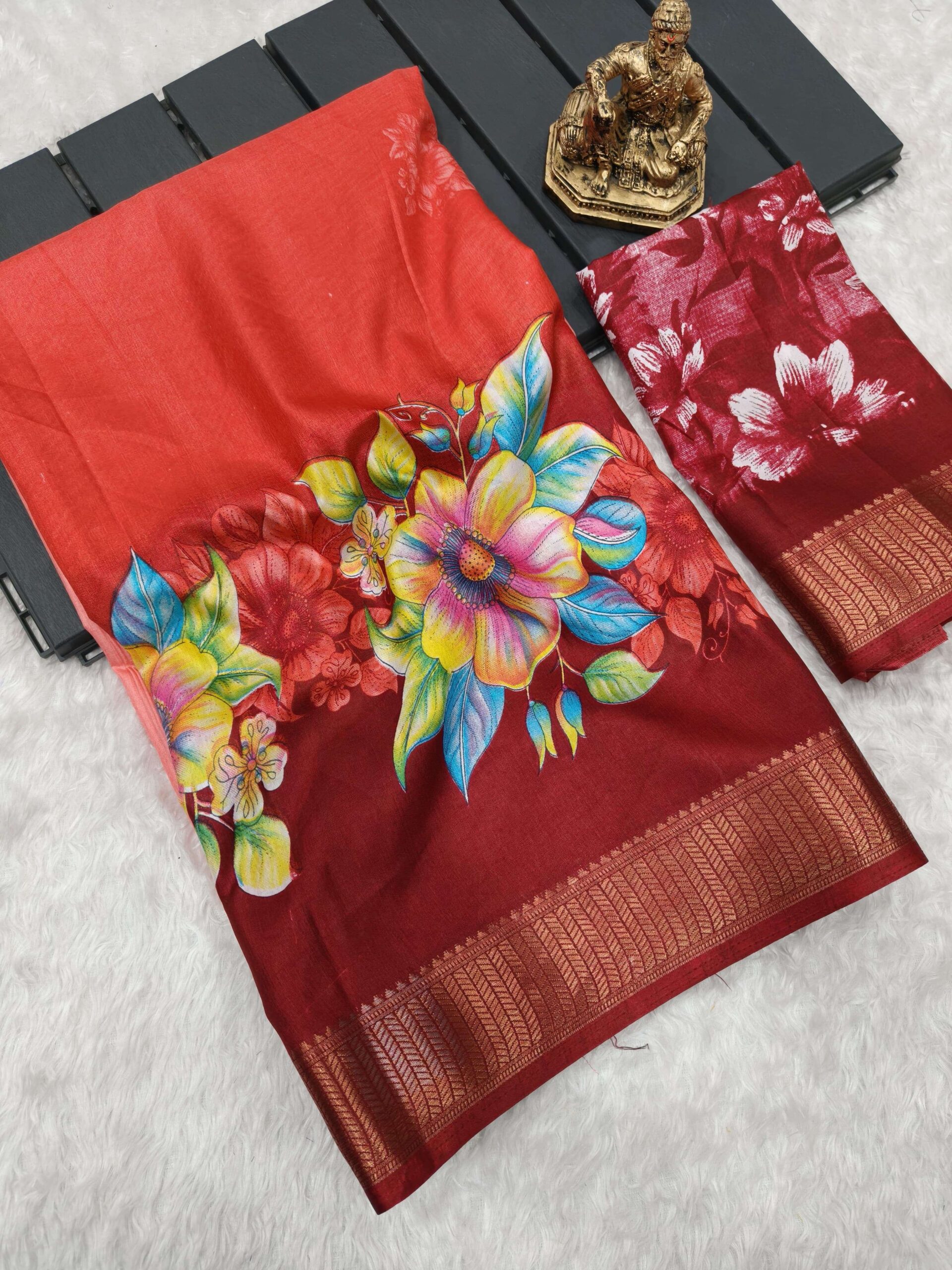 rudraksh soft dola silk fabric with floral digital print saree regular wear rudraksh soft dola silk fabric with floral digital print saree regular wear