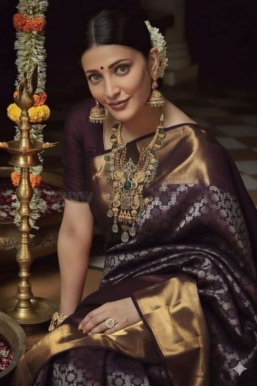 rudraksh new launch shruti hassan inspired kanjivaram collection shruti hassan wine soft and pure kataan silk fabric saree rudraksh new launch shruti hassan inspired kanjivaram collection shruti hassan wine soft and pure kataan silk fabric saree