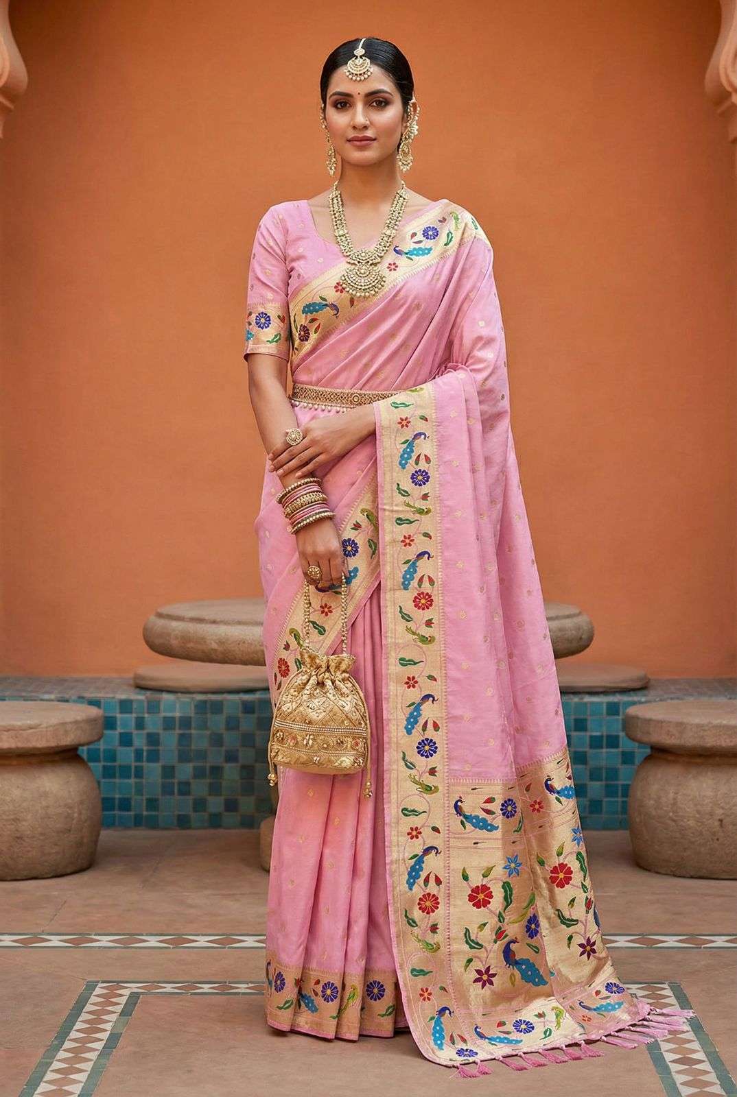 rudraksh lotus paithani vol 2 soft pethani silk fabric with zari weaving motifs design regular wear saree rudraksh lotus paithani vol 2 soft pethani silk fabric with zari weaving motifs design regular wear saree