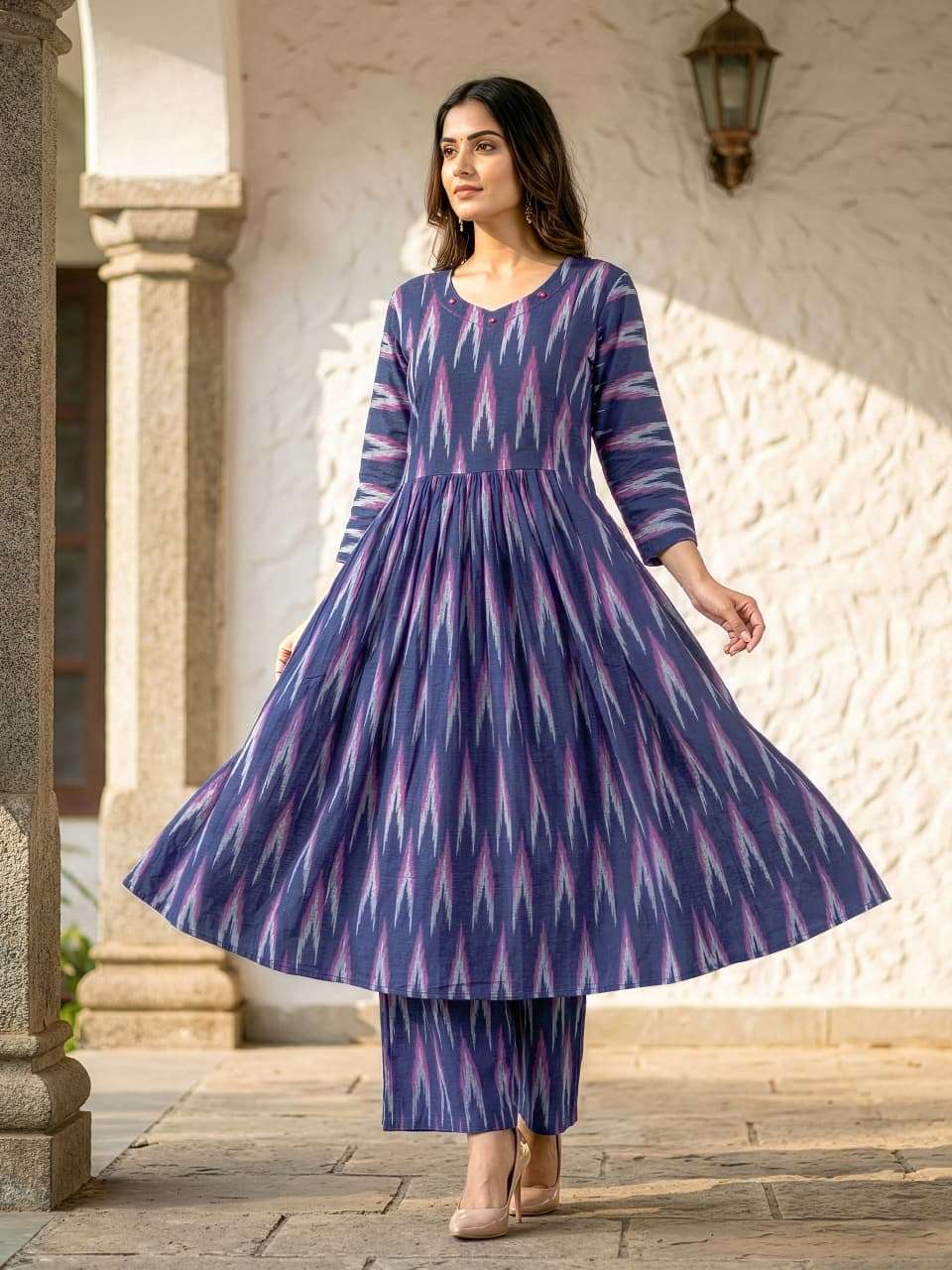 rudraksh multi color ikkar cotton kurti pant for regular base women rudraksh multi color ikkar cotton kurti pant for regular base women