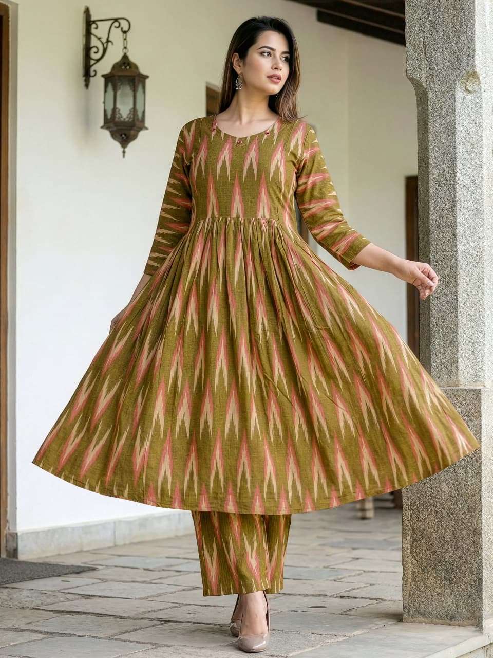 rudraksh multi color ikkar cotton kurti pant for regular base women rudraksh multi color ikkar cotton kurti pant for regular base women