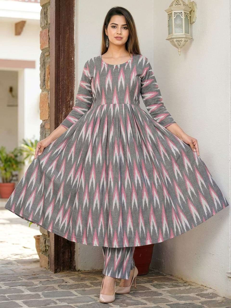 rudraksh multi color ikkar cotton kurti pant for regular base women rudraksh multi color ikkar cotton kurti pant for regular base women