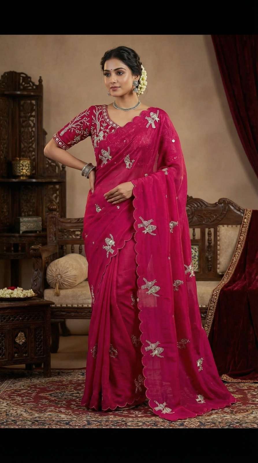 rudraksh new designer saree pureand soft soft fancy satin silk fabric on beautiful handmade work on saree rudraksh new designer saree pureand soft soft fancy satin silk fabric on beautiful handmade work on saree