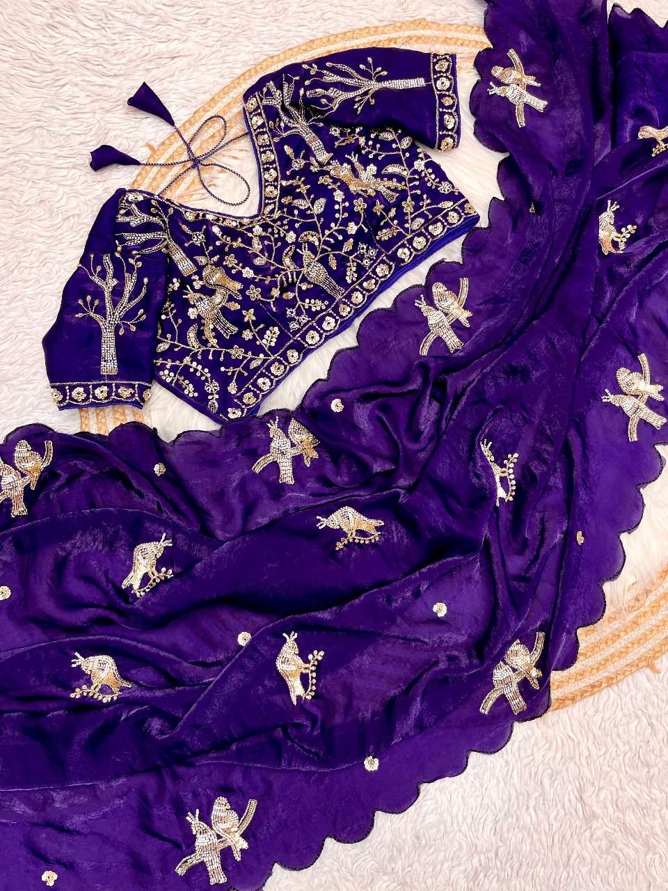 rudraksh new designer saree pureand soft soft fancy satin silk fabric on beautiful handmade work on saree rudraksh new designer saree pureand soft soft fancy satin silk fabric on beautiful handmade work on saree