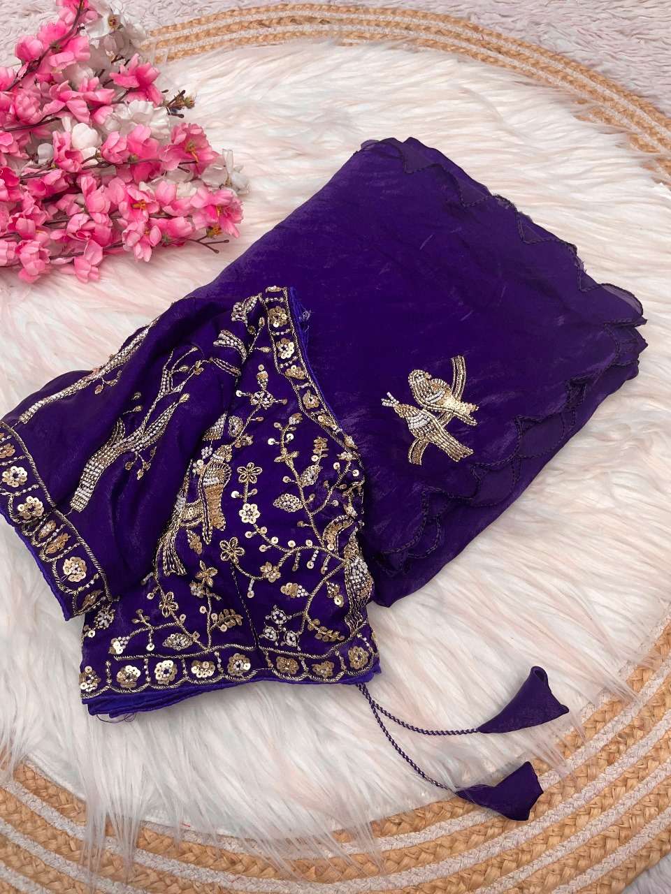 rudraksh new designer saree pureand soft soft fancy satin silk fabric on beautiful handmade work on saree rudraksh new designer saree pureand soft soft fancy satin silk fabric on beautiful handmade work on saree