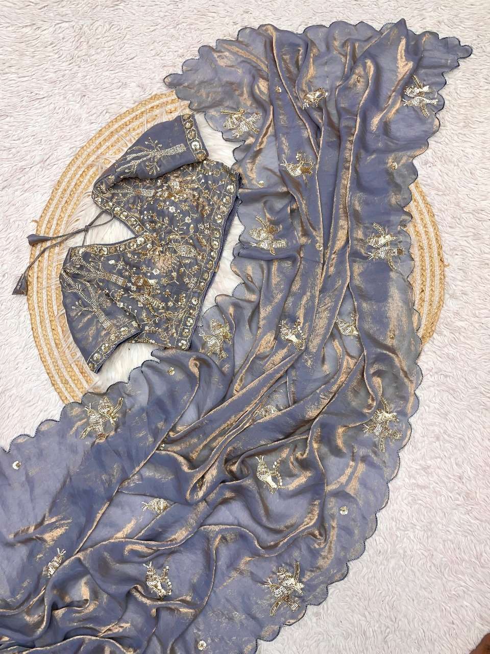 rudraksh new designer saree pureand soft soft fancy satin silk fabric on beautiful handmade work on saree rudraksh new designer saree pureand soft soft fancy satin silk fabric on beautiful handmade work on saree