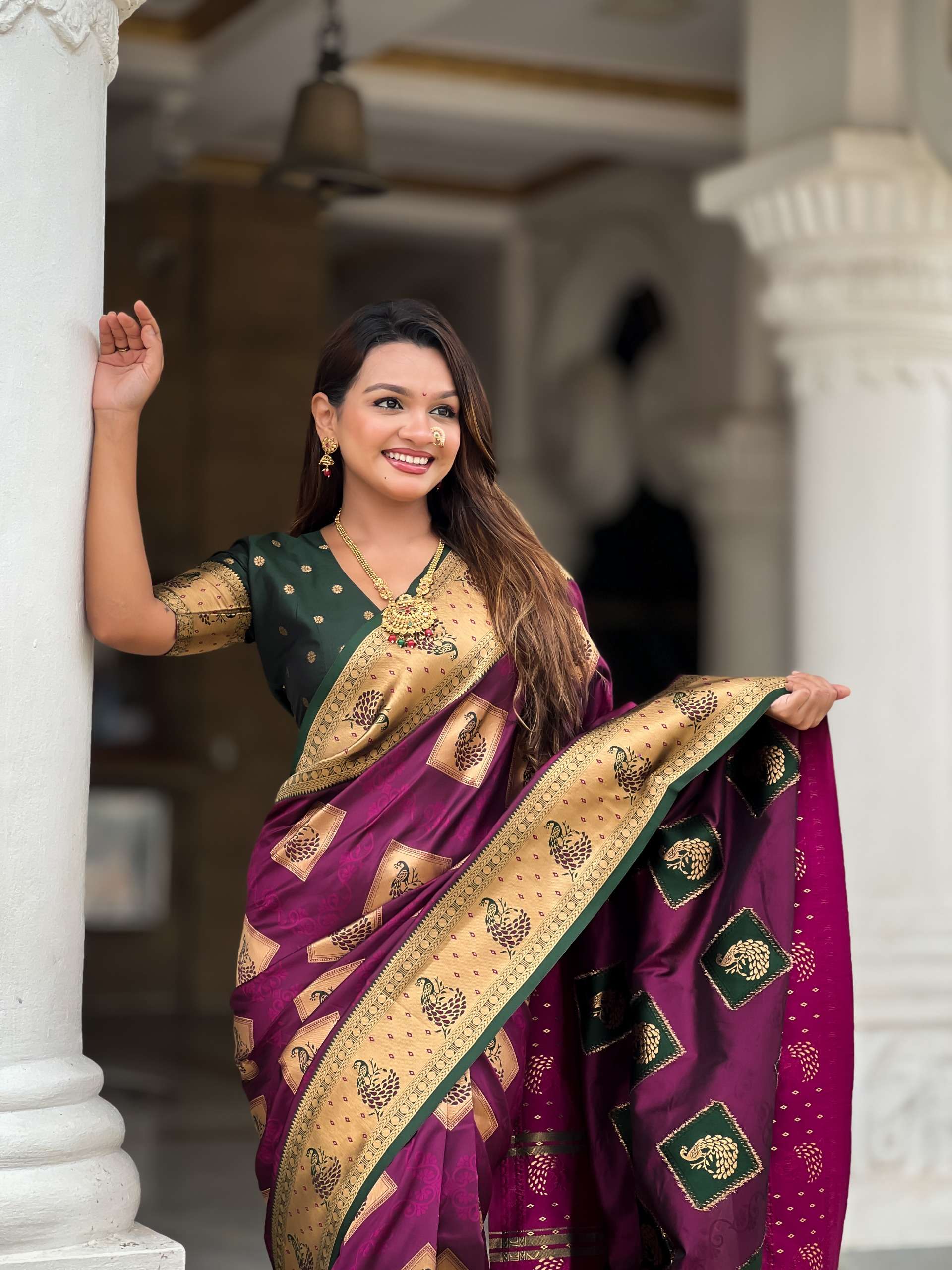 rudraksh apurva soft banarasi silk fabric with zari weaving small motifs design all over the saree rudraksh apurva soft banarasi silk fabric with zari weaving small motifs design all over the saree
