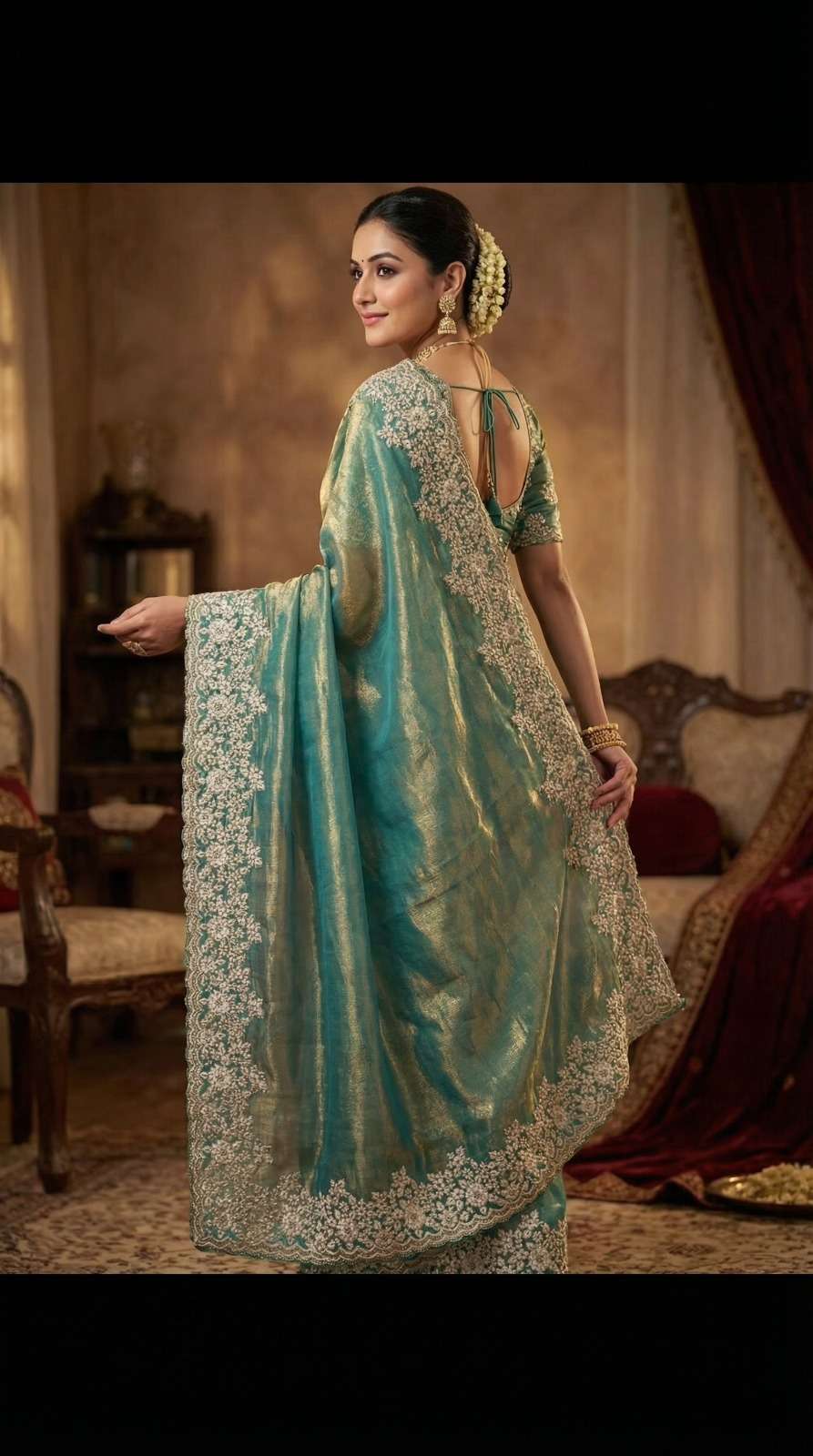 rudraksh haripriya pure fancy satin silk fabric with white coding with heavy shine embroidery work with cut work border saree rudraksh haripriya pure fancy satin silk fabric with white coding with heavy shine embroidery work with cut work border saree