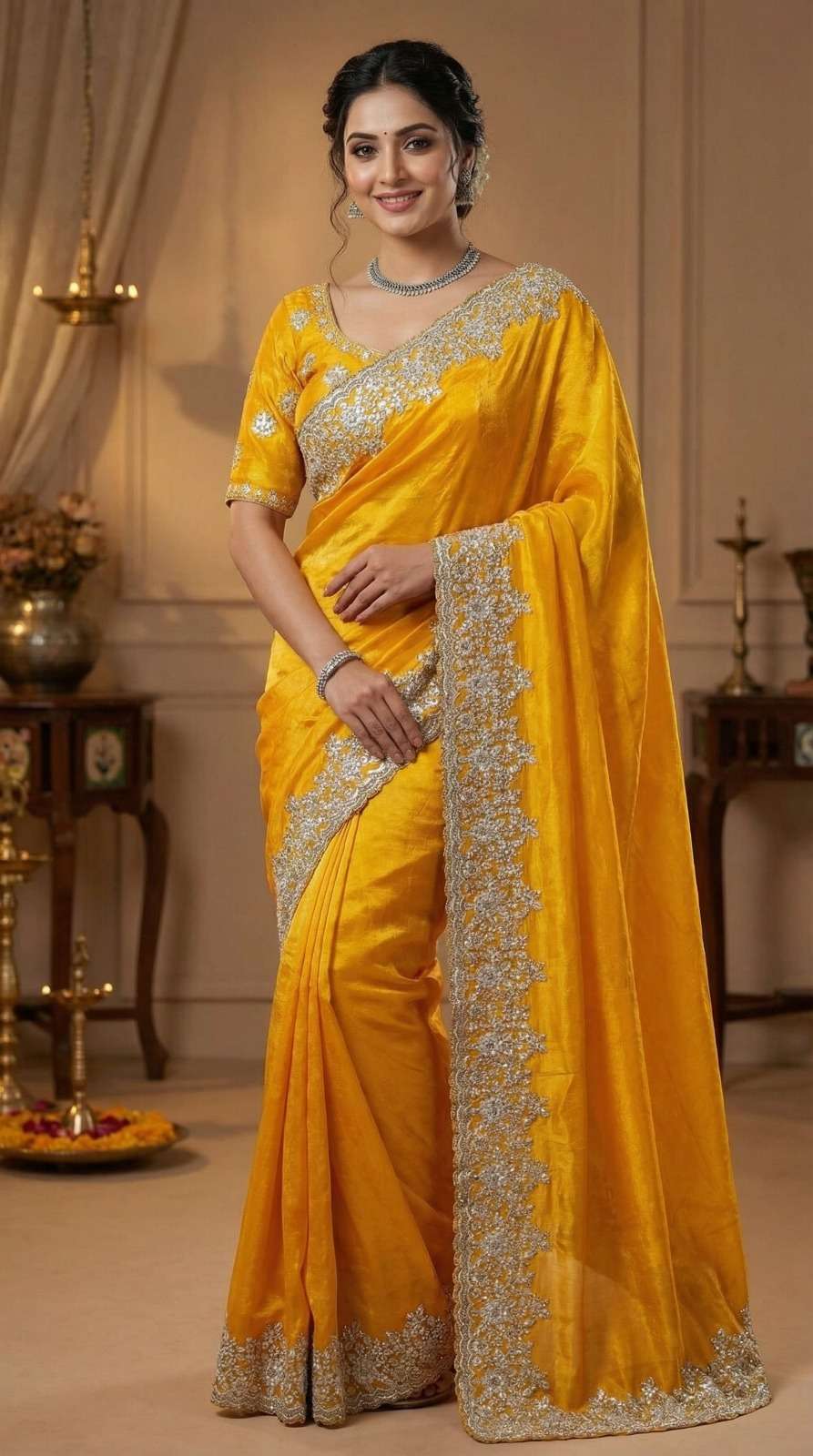 rudraksh haripriya pure fancy satin silk fabric with white coding with heavy shine embroidery work with cut work border saree rudraksh haripriya pure fancy satin silk fabric with white coding with heavy shine embroidery work with cut work border saree