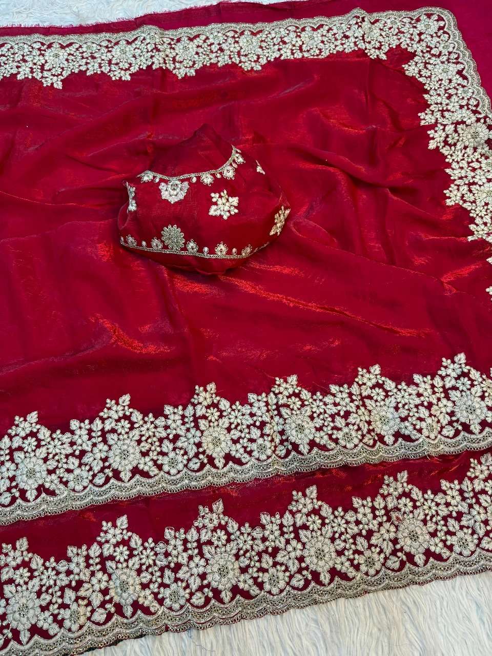 rudraksh haripriya pure fancy satin silk fabric with white coding with heavy shine embroidery work with cut work border saree rudraksh haripriya pure fancy satin silk fabric with white coding with heavy shine embroidery work with cut work border saree