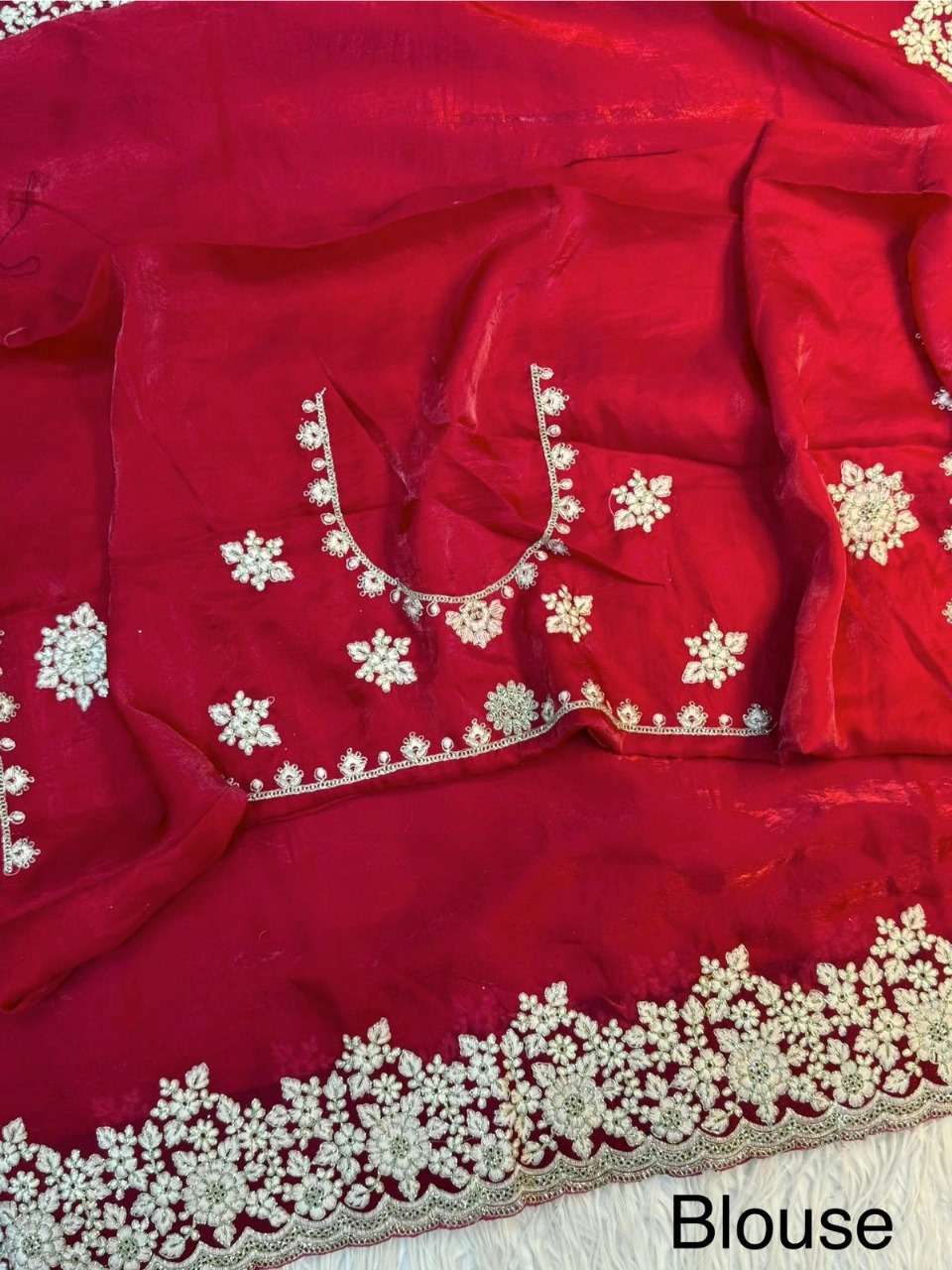 rudraksh haripriya pure fancy satin silk fabric with white coding with heavy shine embroidery work with cut work border saree rudraksh haripriya pure fancy satin silk fabric with white coding with heavy shine embroidery work with cut work border saree