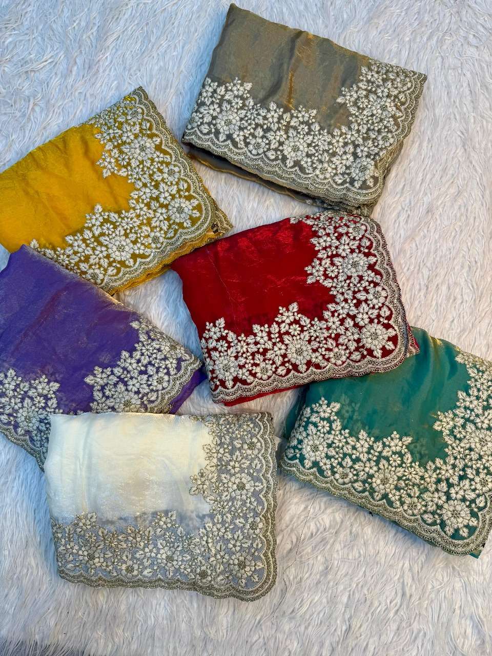 rudraksh haripriya pure fancy satin silk fabric with white coding with heavy shine embroidery work with cut work border saree rudraksh haripriya pure fancy satin silk fabric with white coding with heavy shine embroidery work with cut work border saree