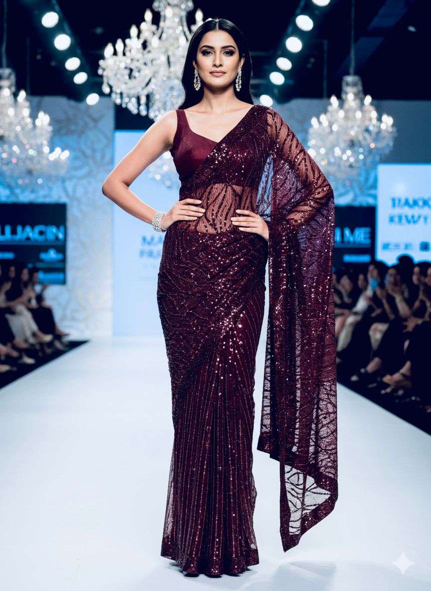 rudraksh imported fabric beautiful half half with full heavy sequins work party wear saree rudraksh imported fabric beautiful half half with full heavy sequins work party wear saree