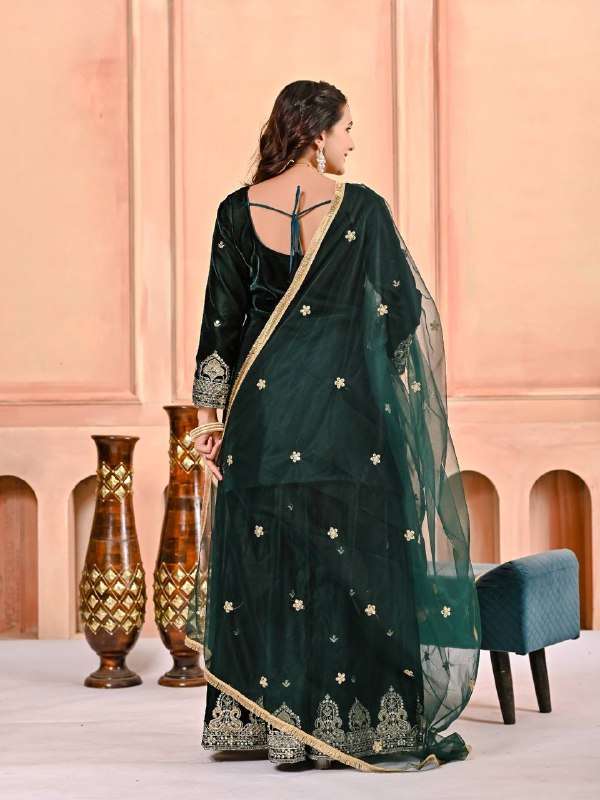 rudraksh indian velvet designer stitched green sharara suit rudraksh indian velvet designer stitched green sharara suit