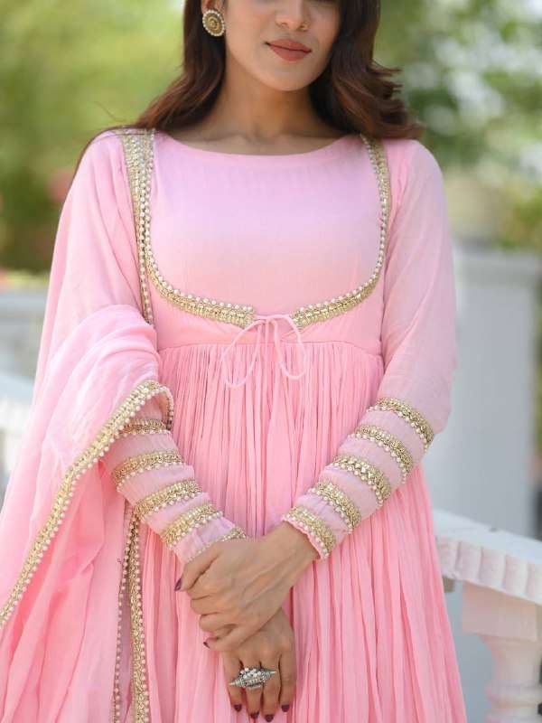 rudraksh silk with readymade pink anarkali suit fancy style rudraksh silk with readymade pink anarkali suit fancy style