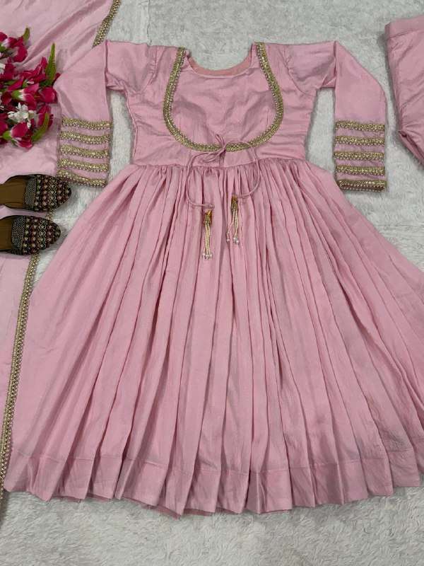 rudraksh silk with readymade pink anarkali suit fancy style rudraksh silk with readymade pink anarkali suit fancy style