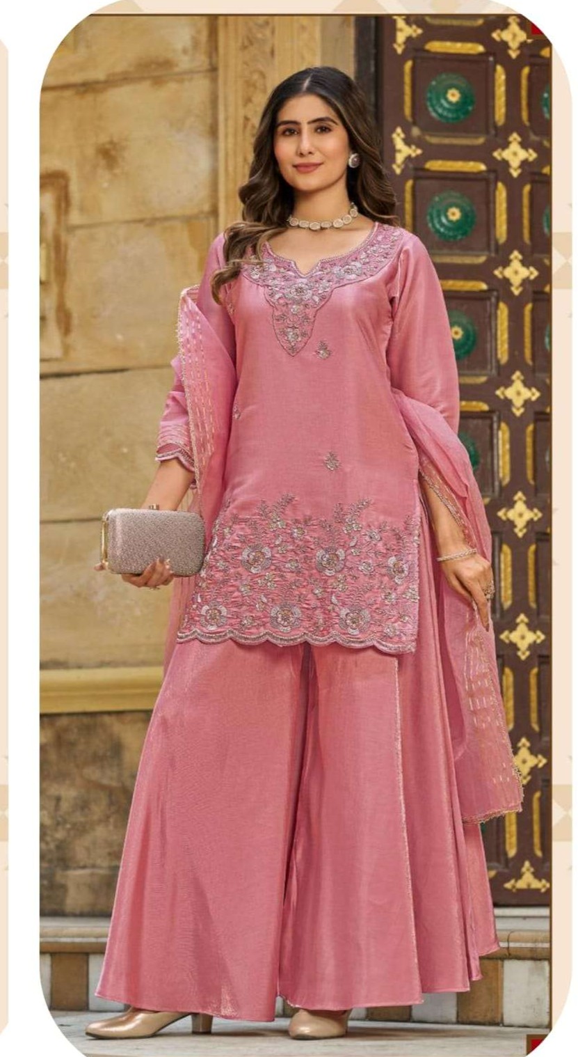rudraksh satin beats work top palazzo suit wear rudraksh satin beats work top palazzo suit wear