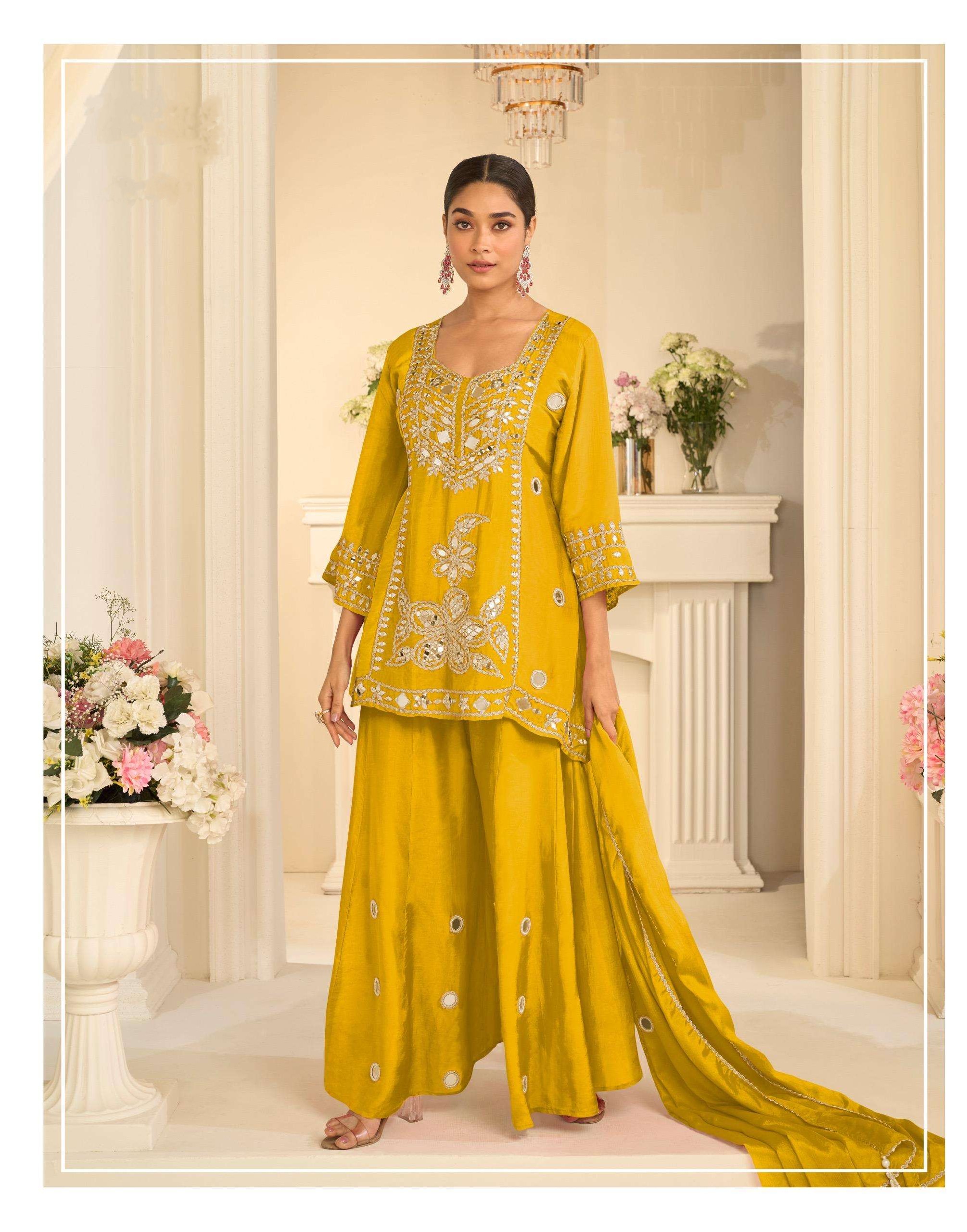 Rudraksh_CHINON SILK TOP WITH SHARARA DUPATTA EXPORT - Image 3
