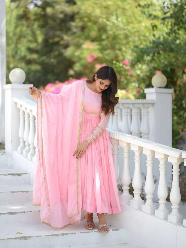 rudraksh silk with readymade pink anarkali suit fancy style rudraksh silk with readymade pink anarkali suit fancy style