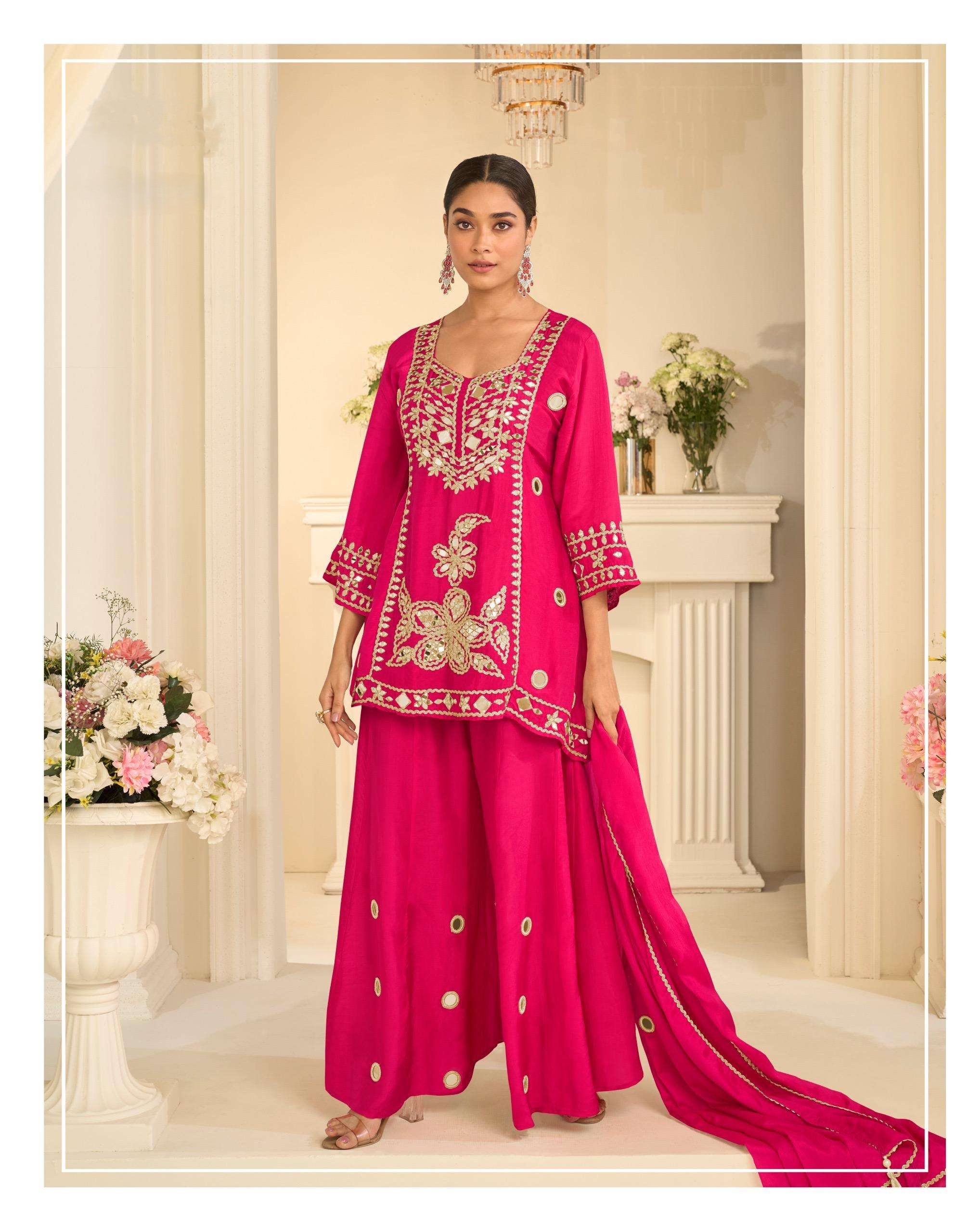 Rudraksh_CHINON SILK TOP WITH SHARARA DUPATTA EXPORT - Image 4